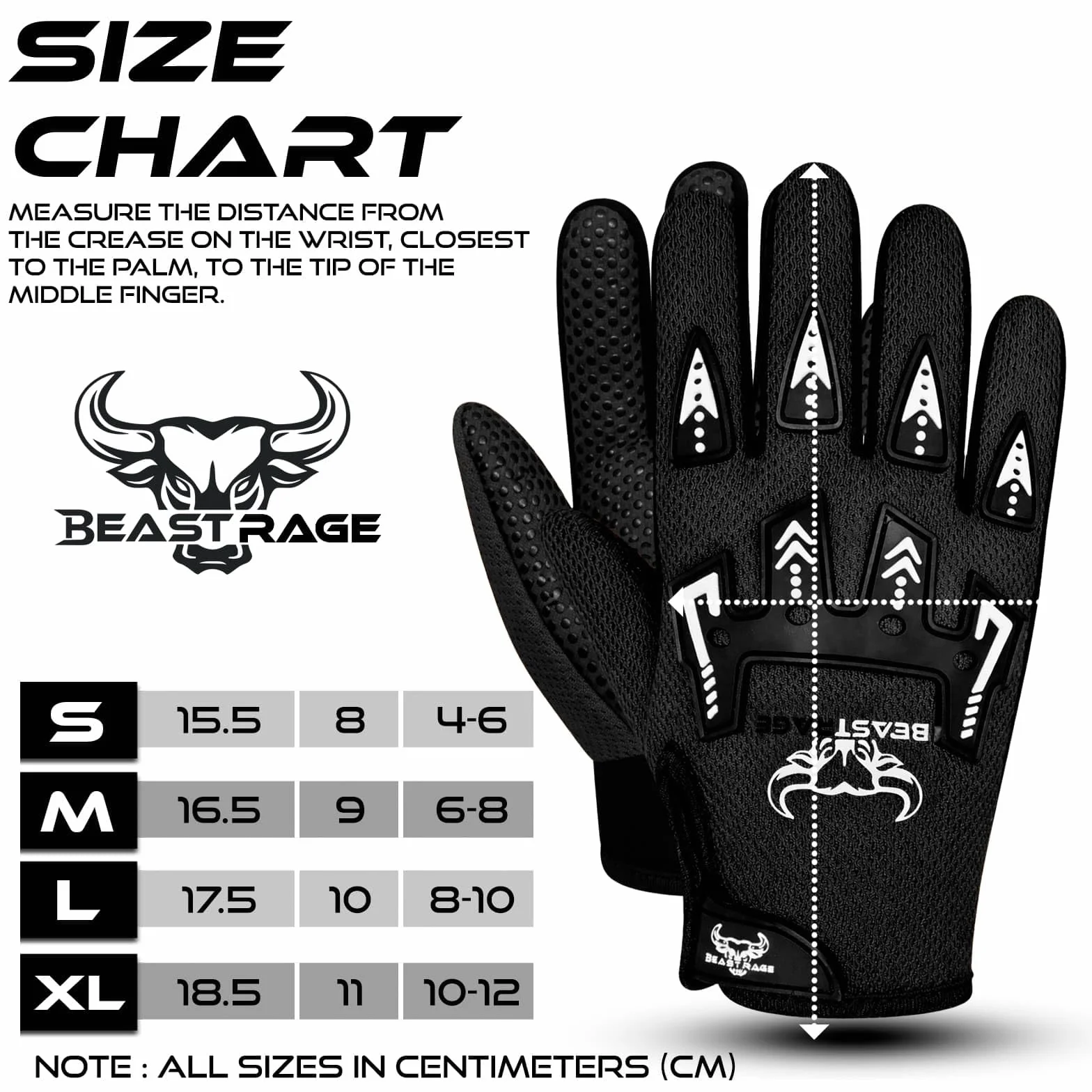 BEAST RAGE Guantes de bicicleta para niños, guantes de motocross y BMX para niños y niñas, agarre antideslizante, transpirables, ligeros, guantes de moto para niños