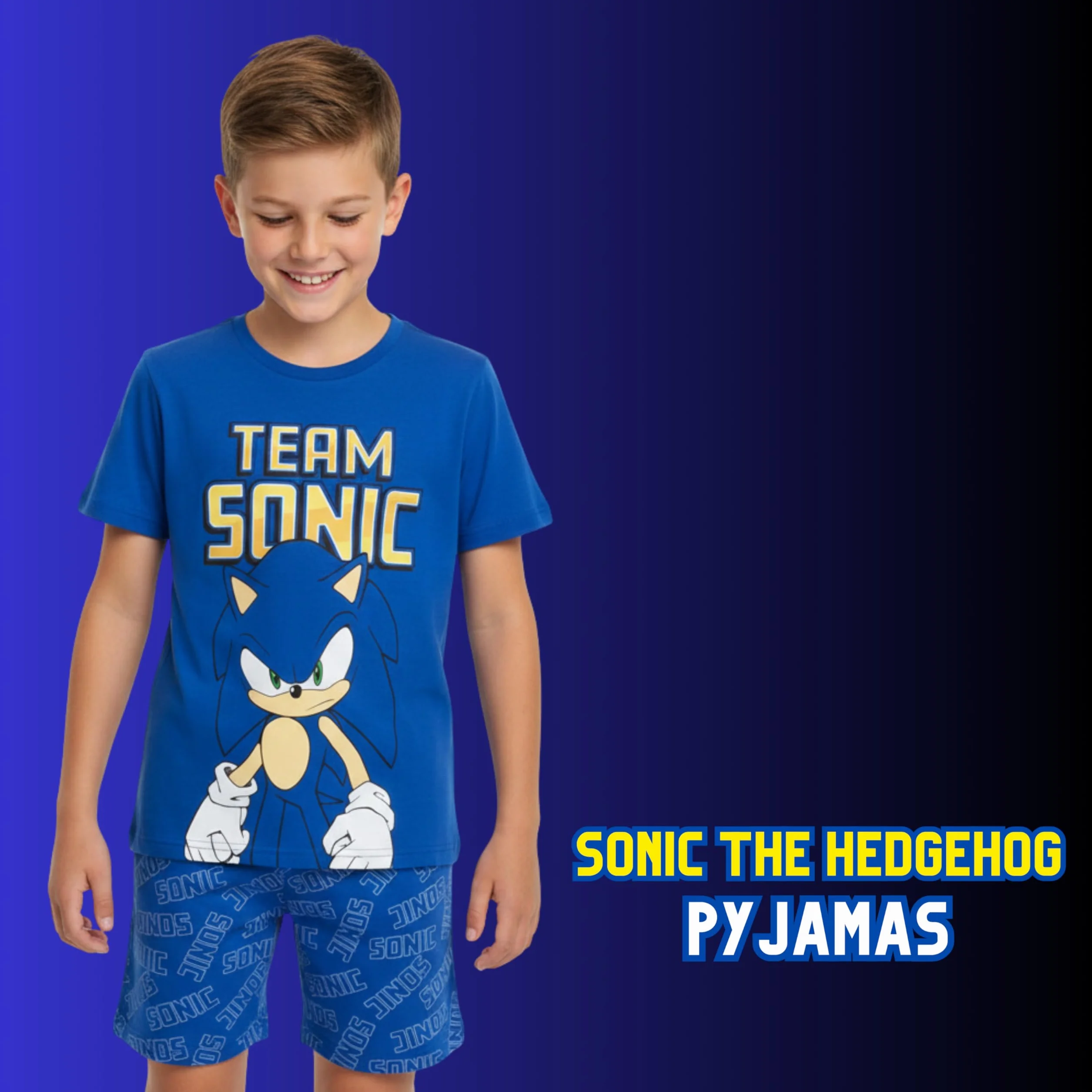 Sonic The Hedgehog Pijamas para Niño, Algodon Suave Camiseta Manga Corta y Pantalon Corto, Tallas 4 a 10 Años