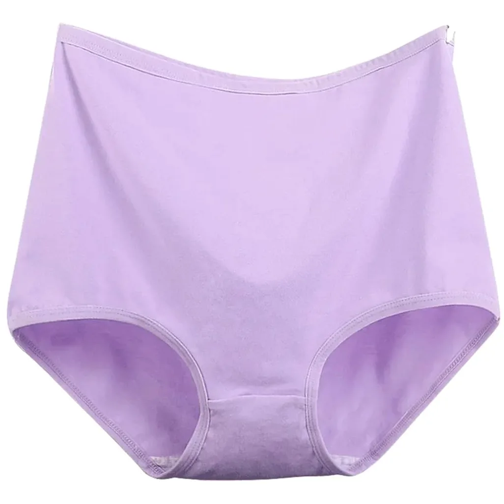 Bragas de algodón para mujer, 3 piezas, ropa interior de cintura alta, transpirables, color liso