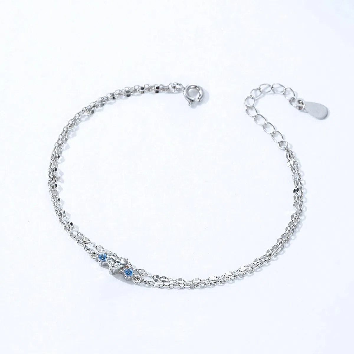Pulsera de promesa, elegante pulsera de cadena de doble capa con corazón moissanita, bonitos regalos para mujer