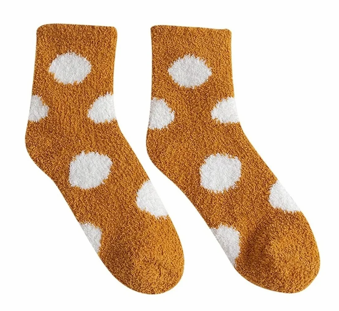 Calcetines Invierno 12 Pares De Calcetines Térmicos De Invierno Para Mujer, Patrón De Lunares Bonitos, Esponjosos, Supersuaves, Cálidos Y Acogedores Calcetines Termicos