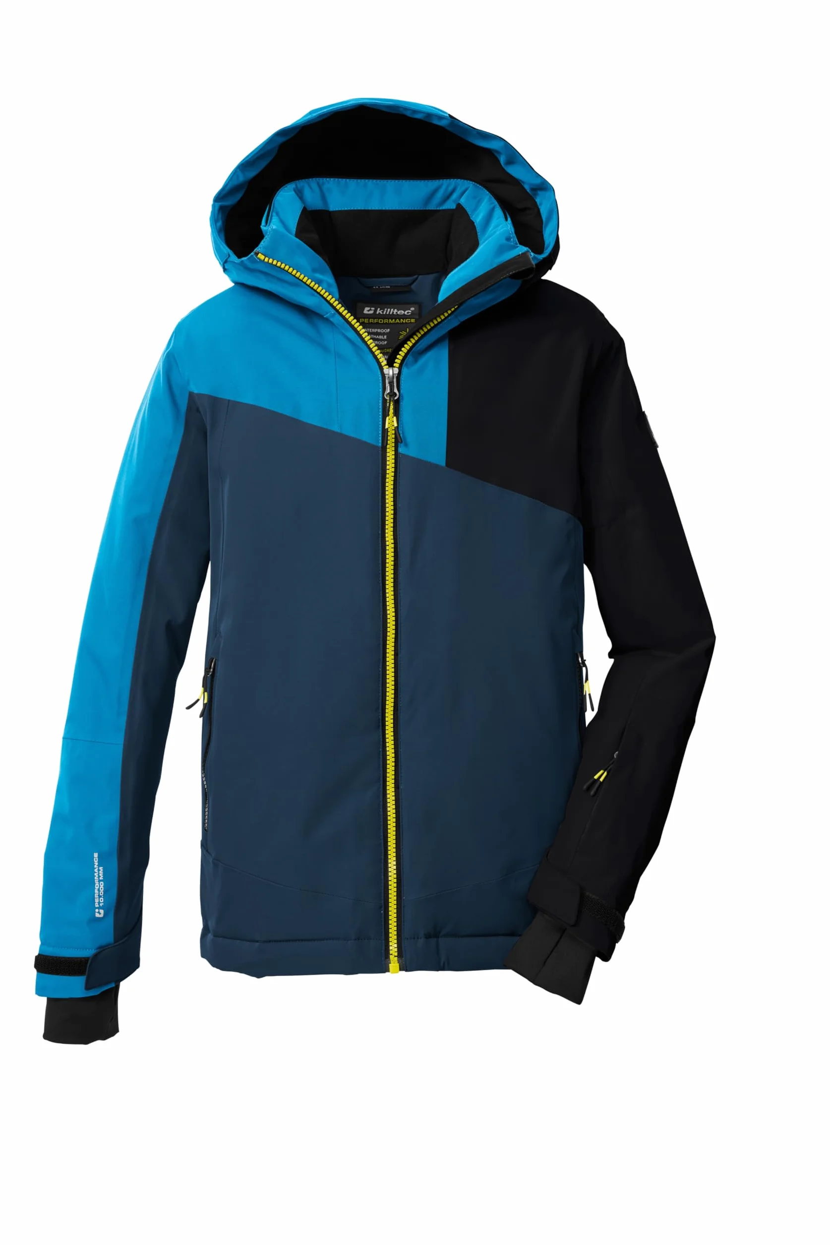 Killtec KSW 192 BYS SKI JCKT - Chaqueta de esquí con capucha y paranieves para niño, color azul oscuro/azul cielo, 152, 43475-000