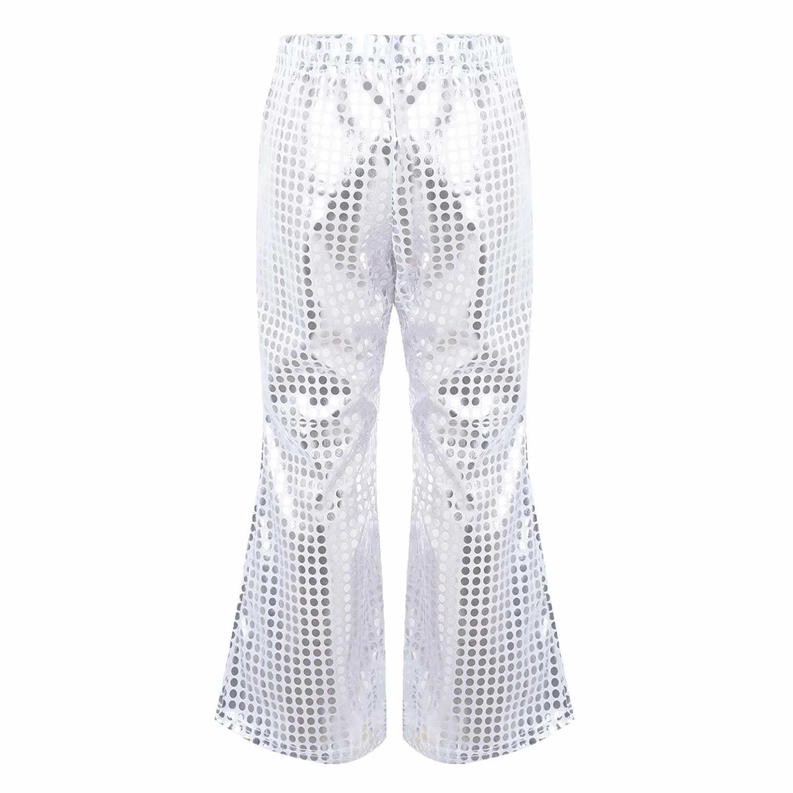 Pantalones Largos Acampanados Pantalon Lentejuelas Niño Niña Retro de Cuero Metálico Brillante para Danza Pantalón Chandal Jazz Cintura Elástica Traje Baile Fiesta Actuación n23