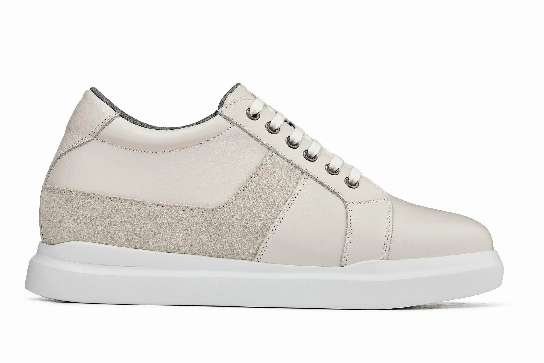 CALTO Zapatos invisibles para hombre con elevación de altura - Zapatillas de deporte de moda con cordones de cuero ligero - 3 pulgadas más alto
