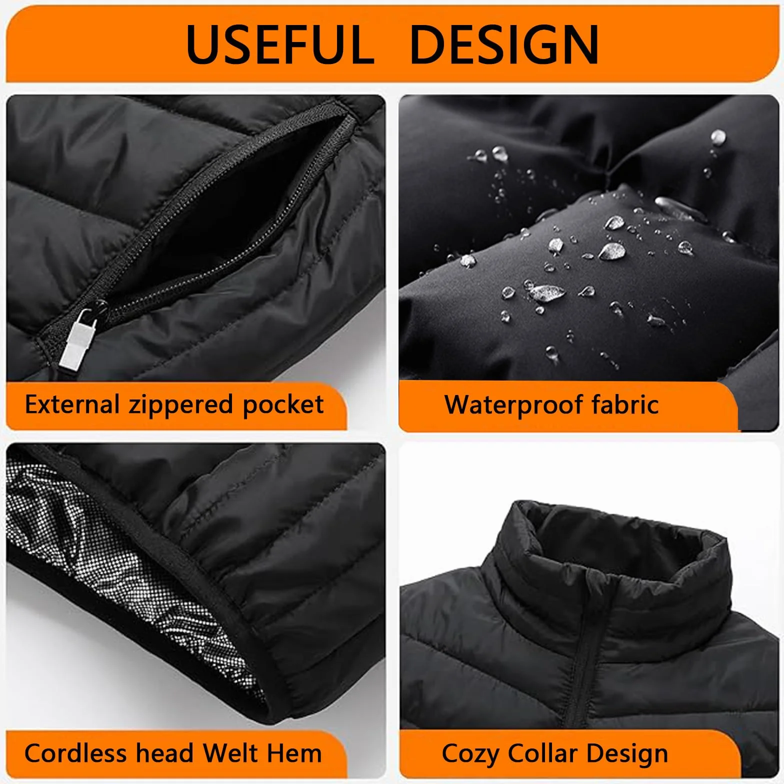 SNZ Chaleco Calefactable Con Batería USB Chaqueta Calefactable Invierno Cálido Mujer Hombre Senderismo Caza Moto Camping Snowboard