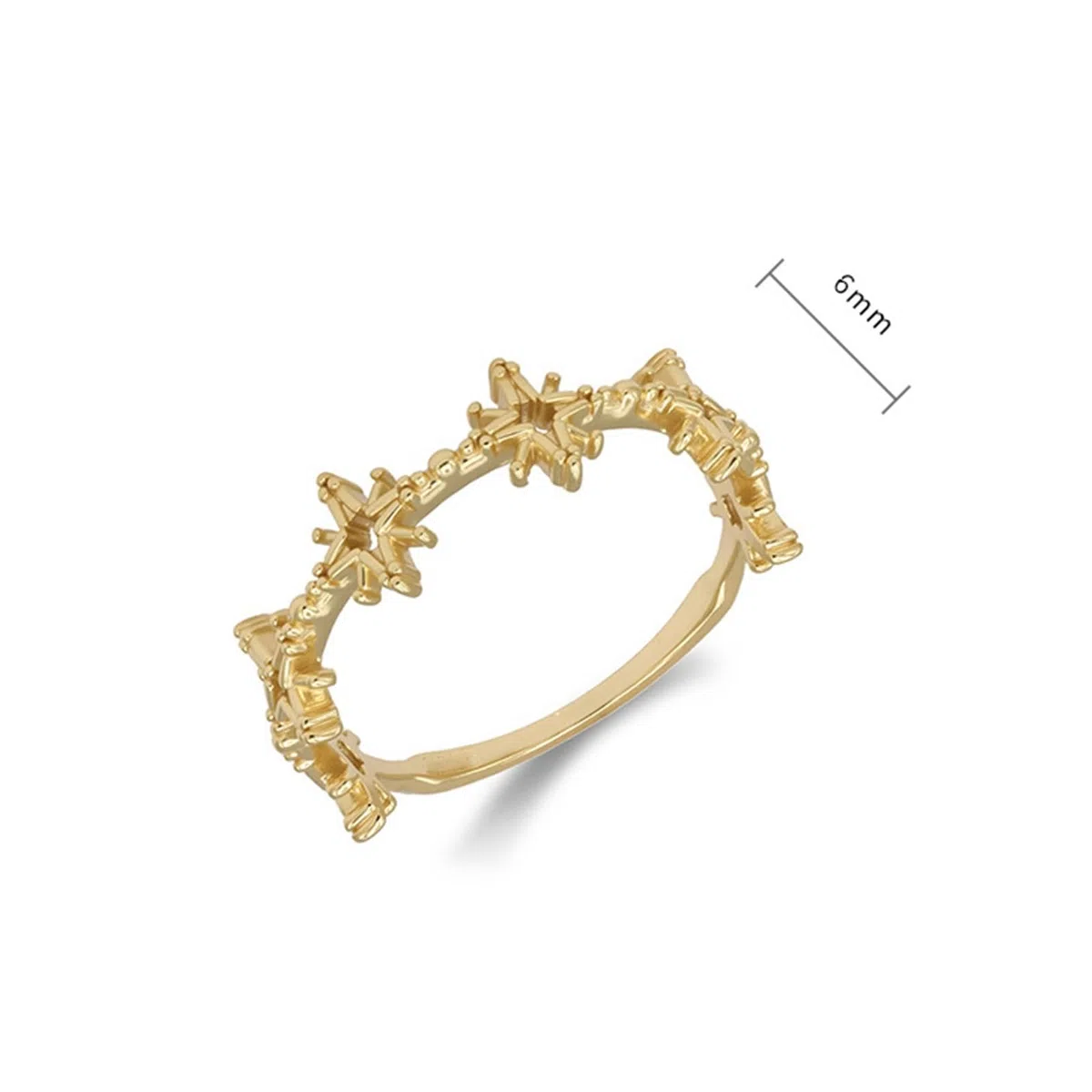 Anillo de boda Au 375/585/750 oro amarillo, estrella hueca