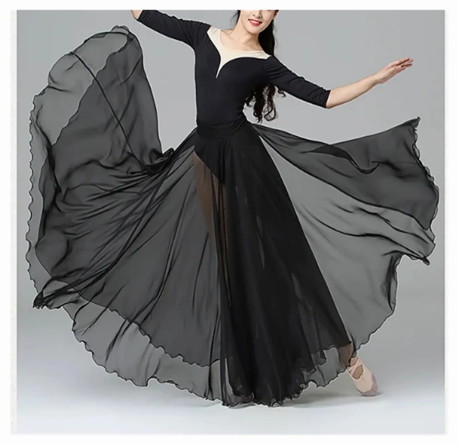 Falda Swing Grande,Falda Swing Larga Bailarina， Falda de Gasa for práctica de Ballet romántica for niñas Adultas