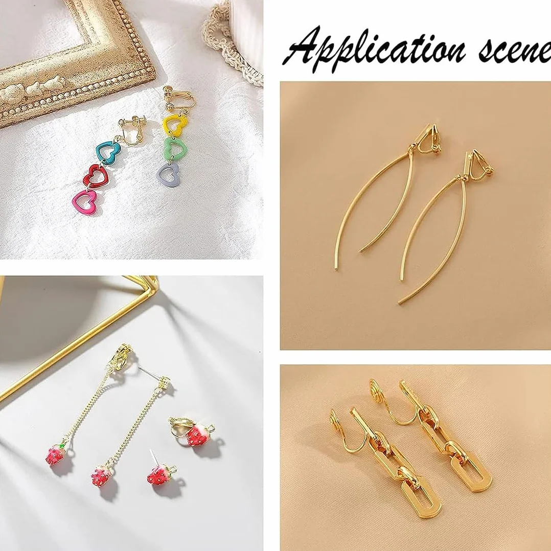 Pendientes con Clip Acero Inoxidable Dorado Convertidores para Orejas no Perforadas
