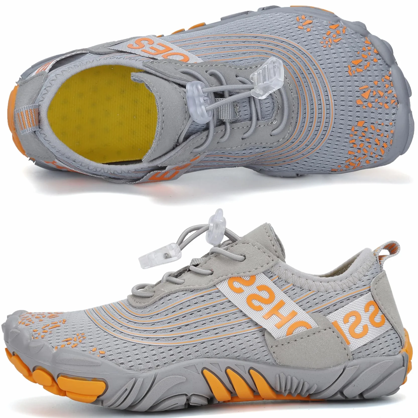 DimaiGlobal Calzado Descalzos Niñas Niños Zapatillas de Trail Running Barefoot Secado Rápido Zapatos de Agua Transpirable Antideslizante para Playa 35EU Gris