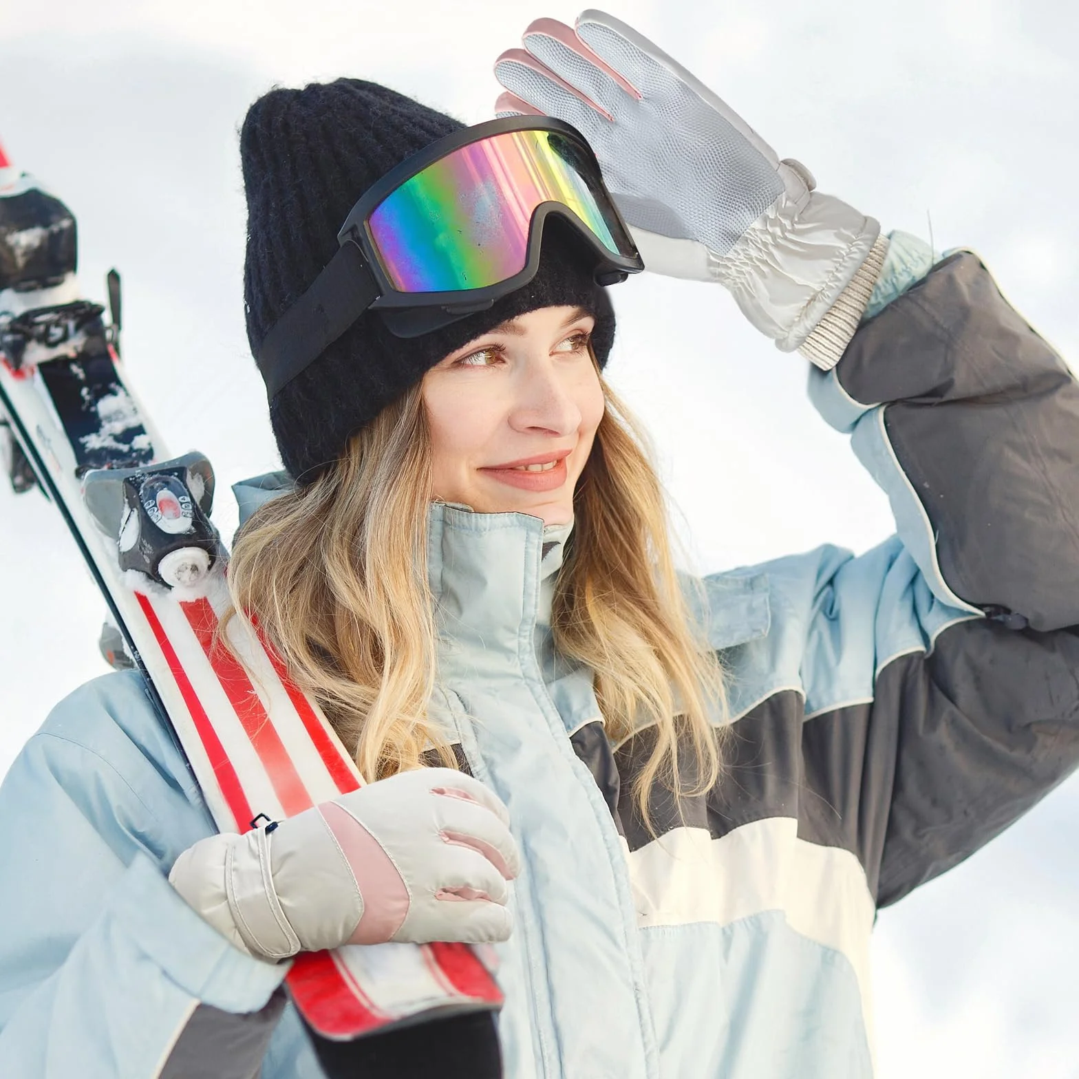 Guantes de esquí invierno mujer resistentes al viento térmicos pantalla táctil impermeables forro polar cálidos ciclismo deportes