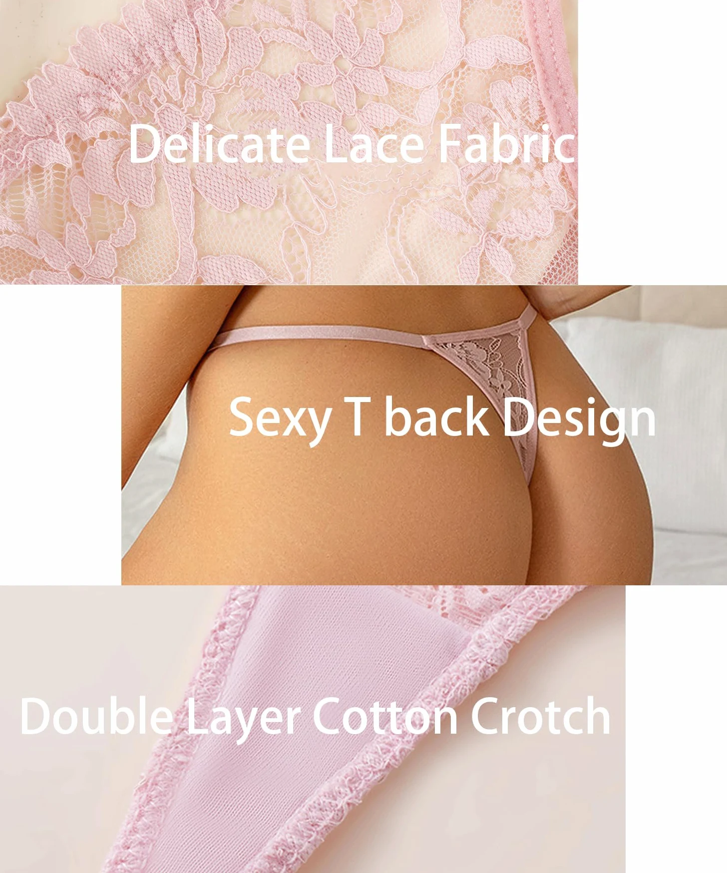 Tangas de hilo G para mujer, ropa interior de encaje transparente, tangas atrevidas de talle bajo con espalda en T, paquete de 6