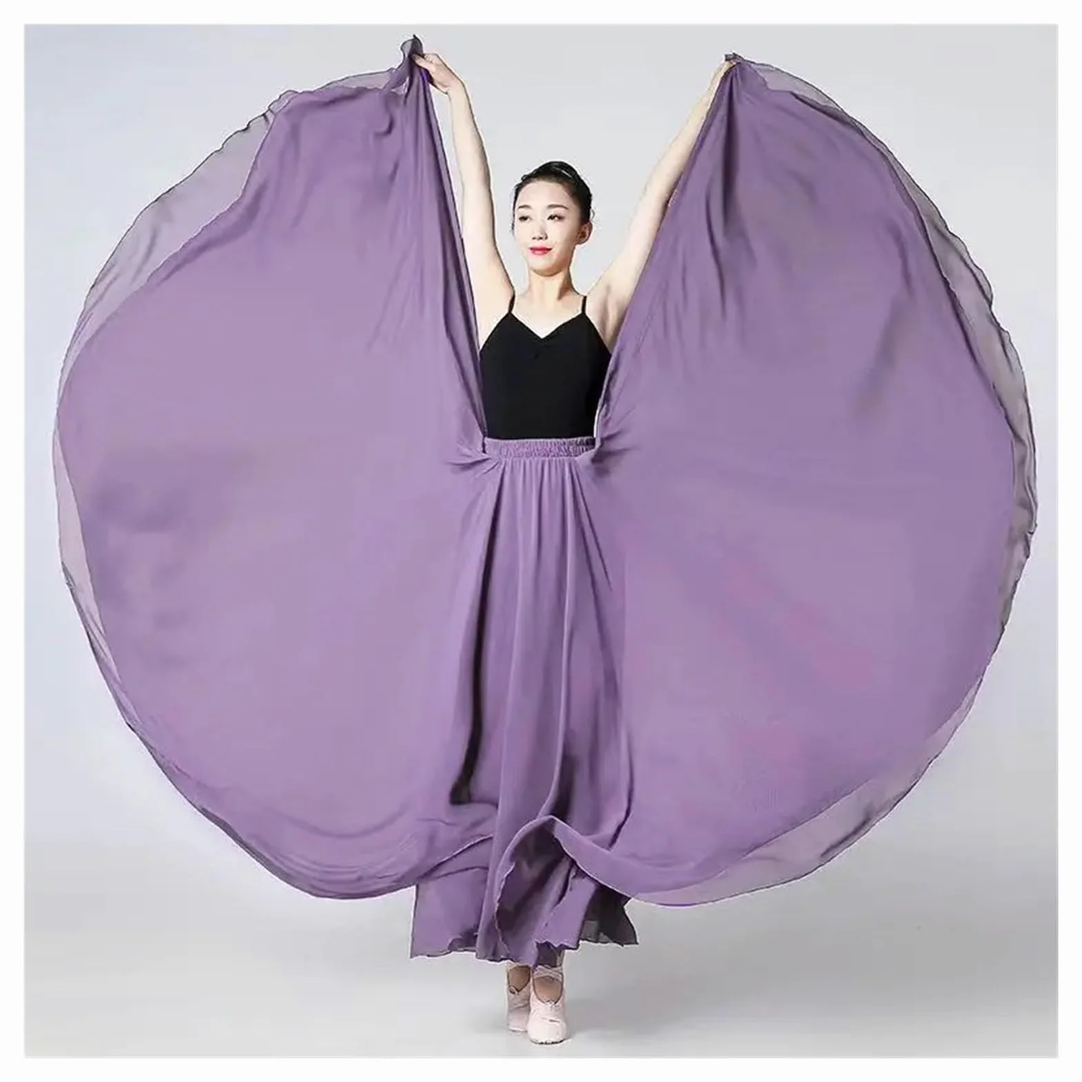 Falda de gasa 720 grados for mujer, faldas largas 2 capas, ropa elegante actuación, falda, práctica ballet con vuelo grande