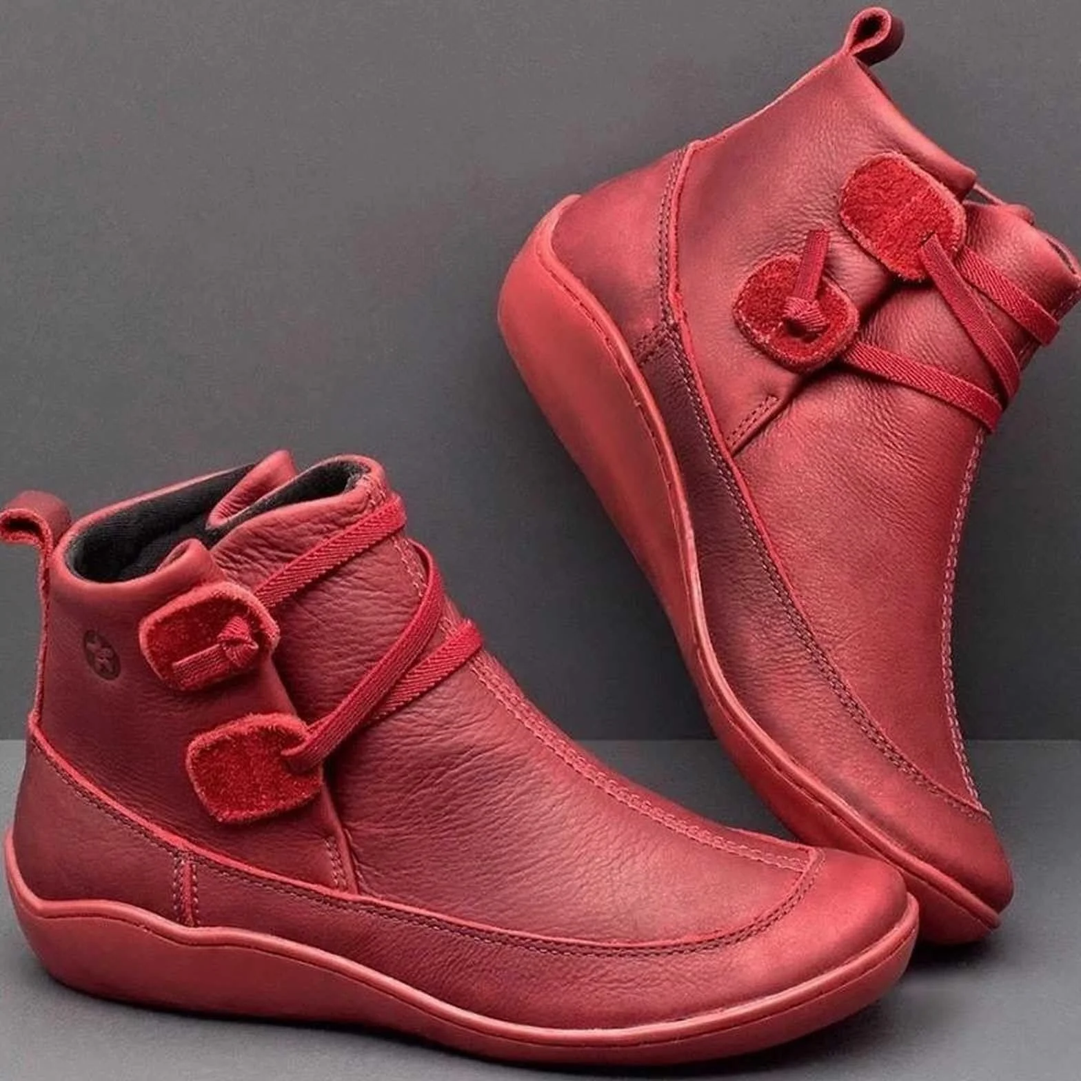 Botines de tobillo vintage para mujer, con soporte de arco con cremallera lateral, botines planos para hombre