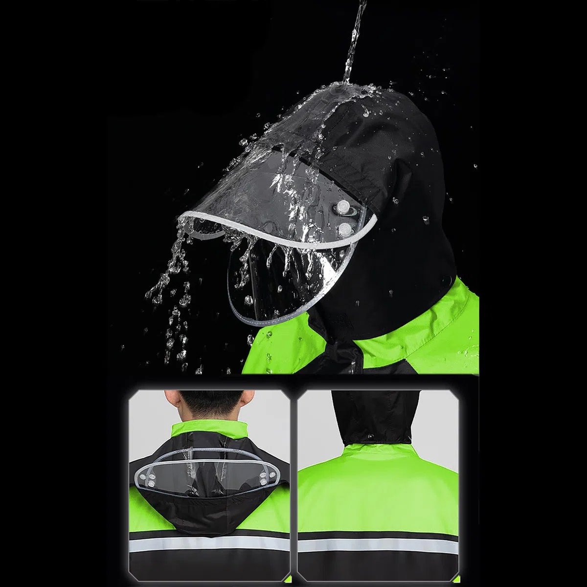 Genérico Traje de lluvia para hombre, chaqueta y pantalones reflectantes, impermeable para ciclismo al libre y motocicleta con capucha