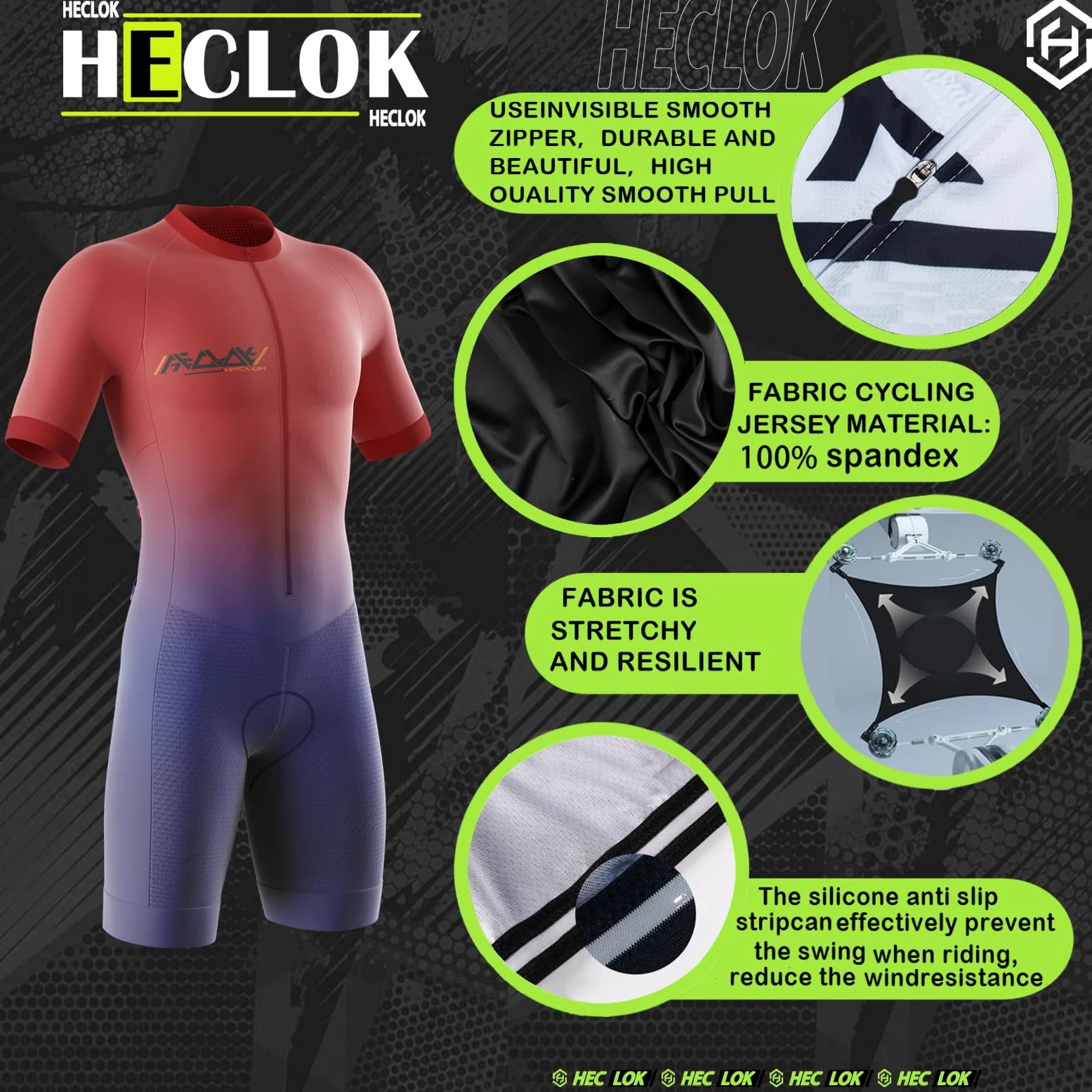 Triatlón Triatlón Triatlón de Manga Corta para Hombre，Traje de Natación para Bicicleta，Traje de Ciclismo Acolchado de una Pieza para，Ciclismo,Carrera,Natación