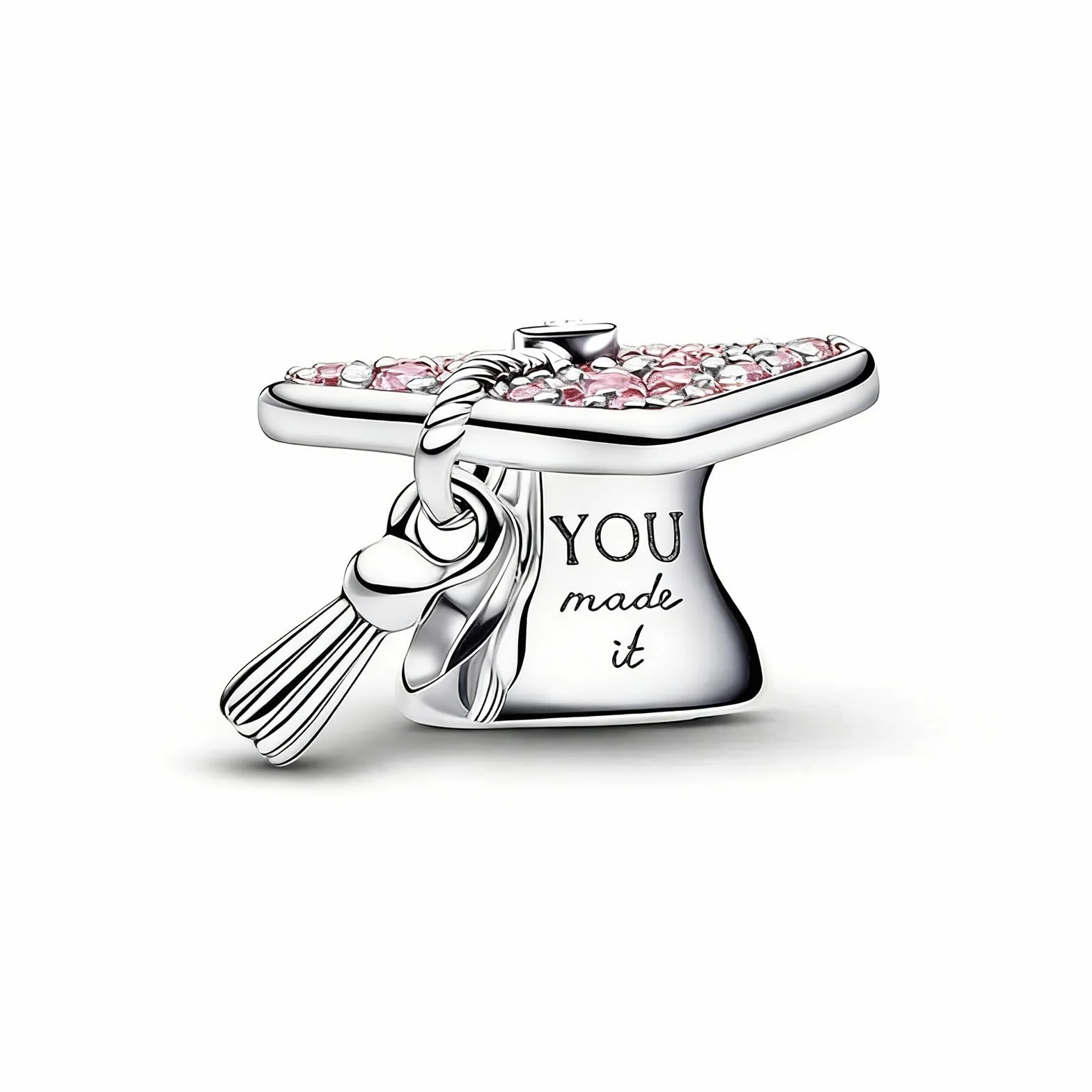 Graduación Pink Heart Búho Charms Abalorios Colgante Compatible Europeo Pulsera Collar Mujer