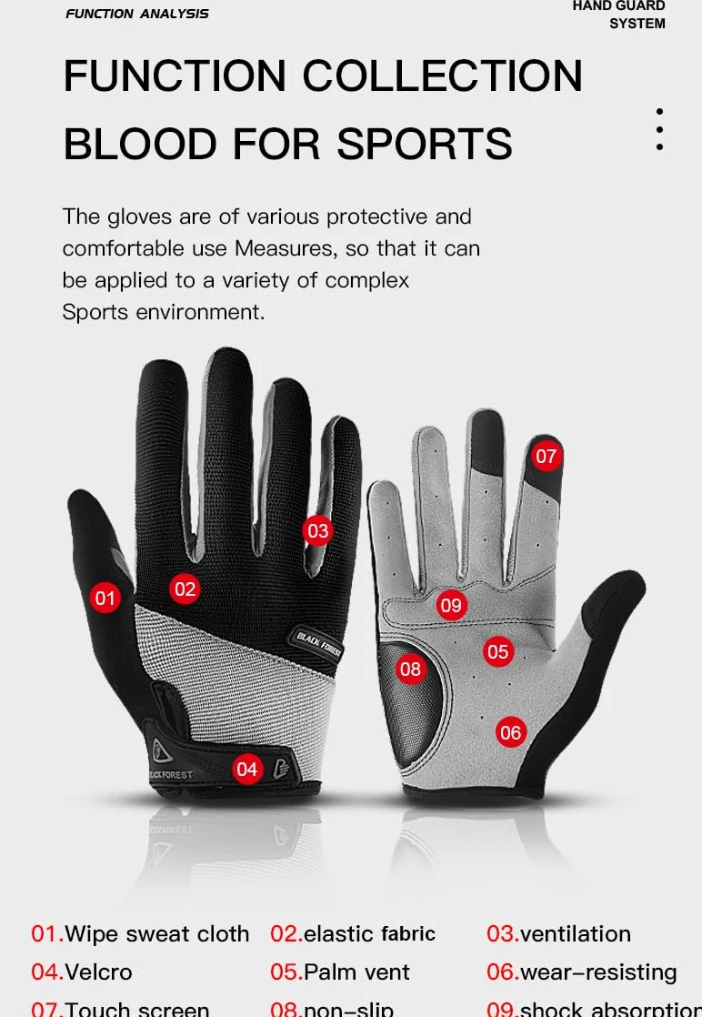 SUJAYU Fullfinger - Guantes de ciclismo para hombres y mujeres, guantes de bicicleta de dedo completo para pantalla táctil, accesorios de bicicleta, guantes para bicicleta de hombre, guantes de
