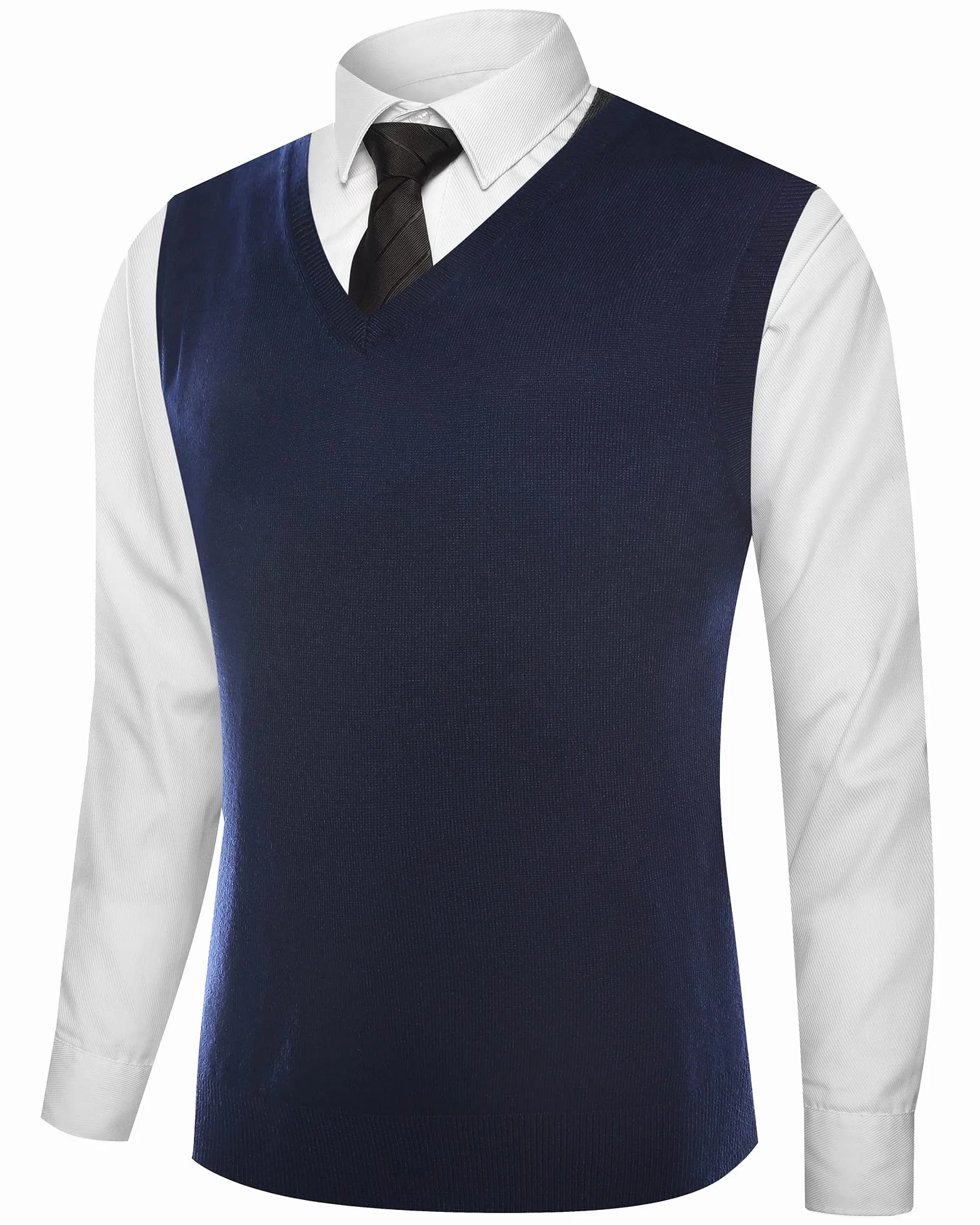 Kallspin Chalecos de Lana Mixta para Hombre Corte Relajado Cuello en V Jersey sin Mangas