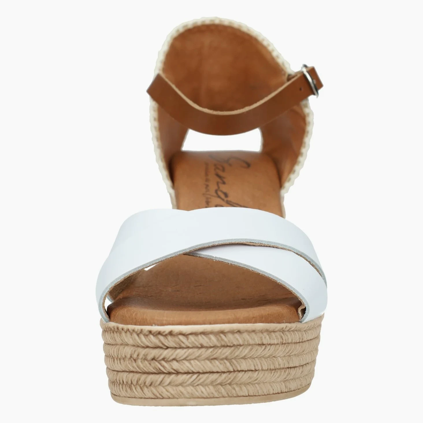 SANDALI M704 Blancas de Piel para Mujer con cuña de 6cm, Verano con cuña, Hechas en España Mujer