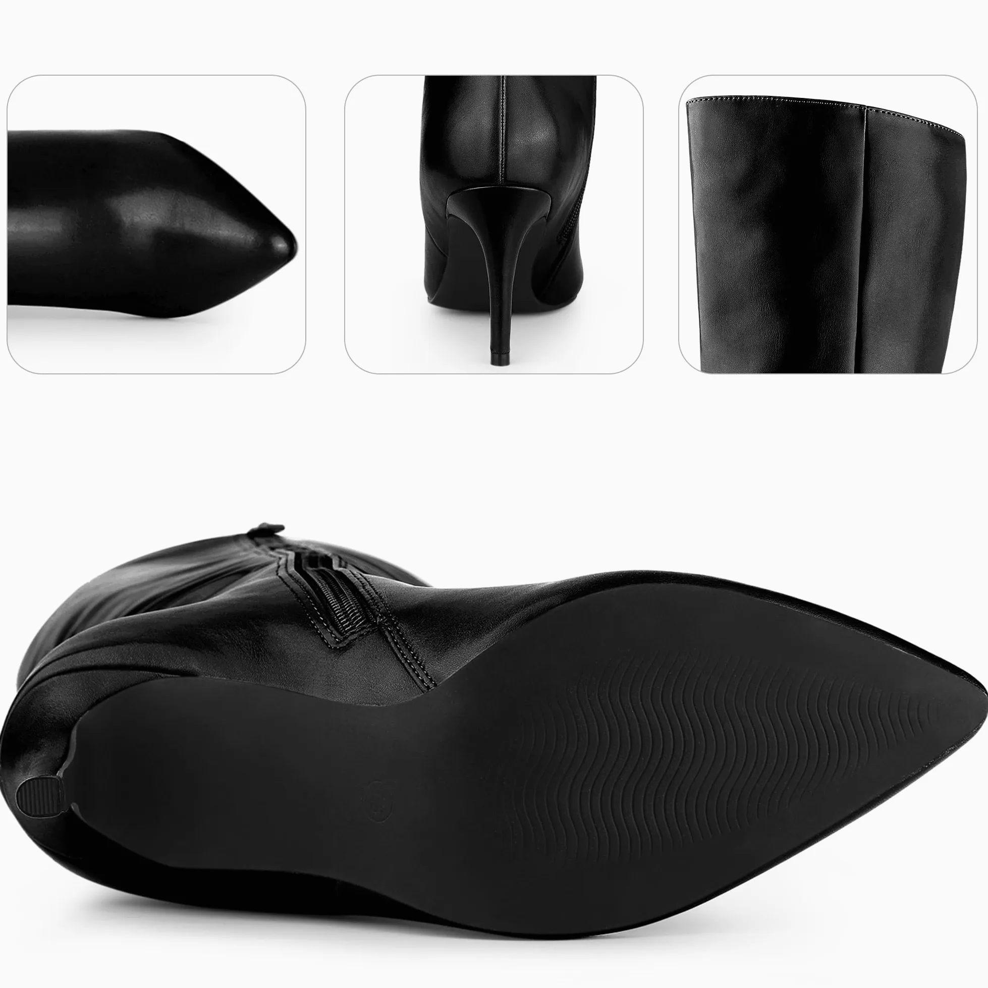Perphy Botas altas de tacón alto con punta puntiaguda y tacón de aguja para mujer