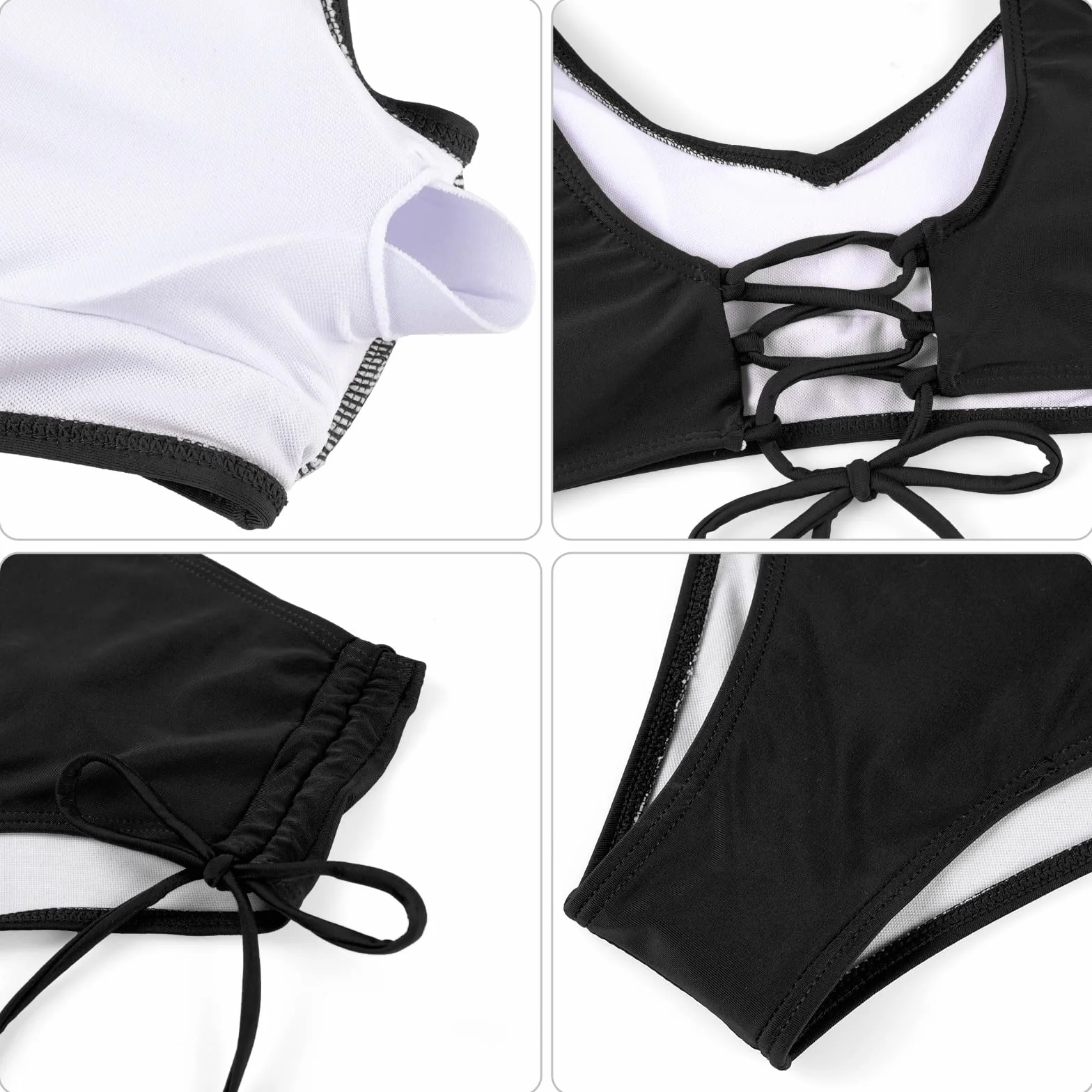 Heekpek Bikinis Mujer Push Up Cintura Alta Conjunto Cruz hacia Atrás Cordones Top Shorts de Baño Dos Piezas