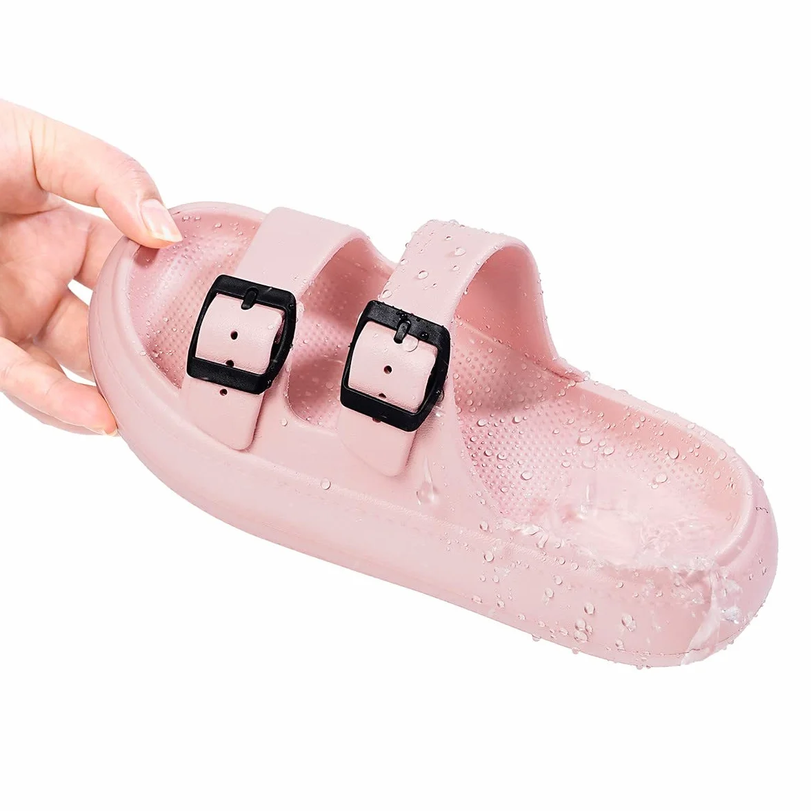 Gaatpot Zapatilla de Baño Niños Niña Chanclas Zapatos de Playa y Piscina Ajustable Doble Hebilla Sandalias Antideslizantes Rosa 33/34 EU