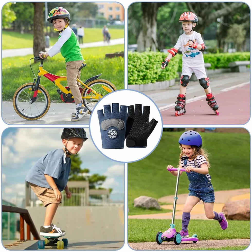 Guantes de Ciclismo para Niños de 7 a 12 Años, Antideslizantes, Transpirables, Absorción de Golpes, Guantes Bici Niño de Medio Dedo, para Ciclismo, Patinaje, Escalada(Rosa)