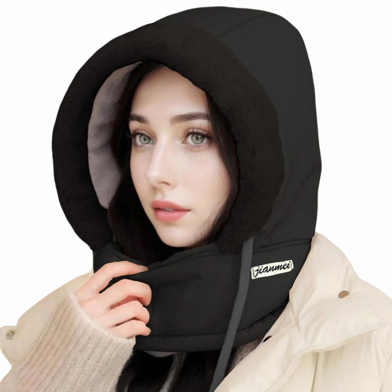 Rayson Gorro de Esquí de Invierno Cortaviento Pasamontañas para Mujer con Forro Cálido Sombrero Suelto Capucha Bufanda