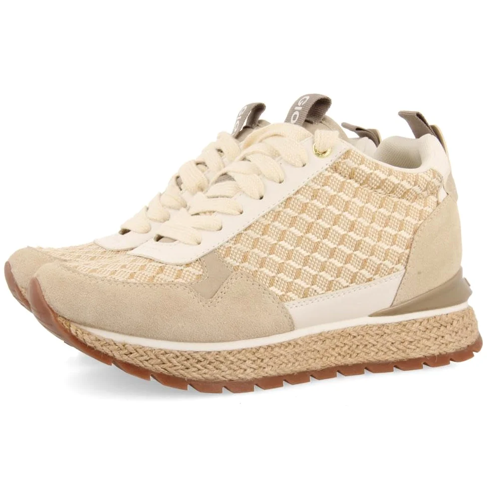 Sneakers Beige DE CUÑA Interna con Estampado GEOMÉTRICO para Mujer Puke