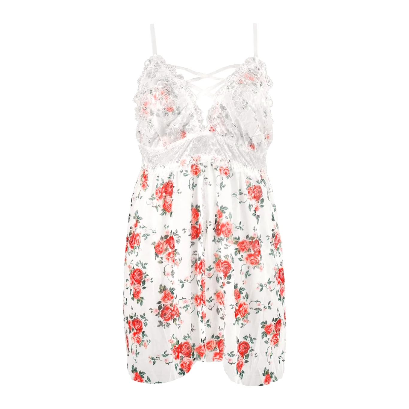 XHYRHTS Babydoll de lencería Sexy de Talla Grande para Mujer, camisón de Encaje, Ropa Interior de negligé, Ropa de Dormir de una Pieza, camisón para Mujer