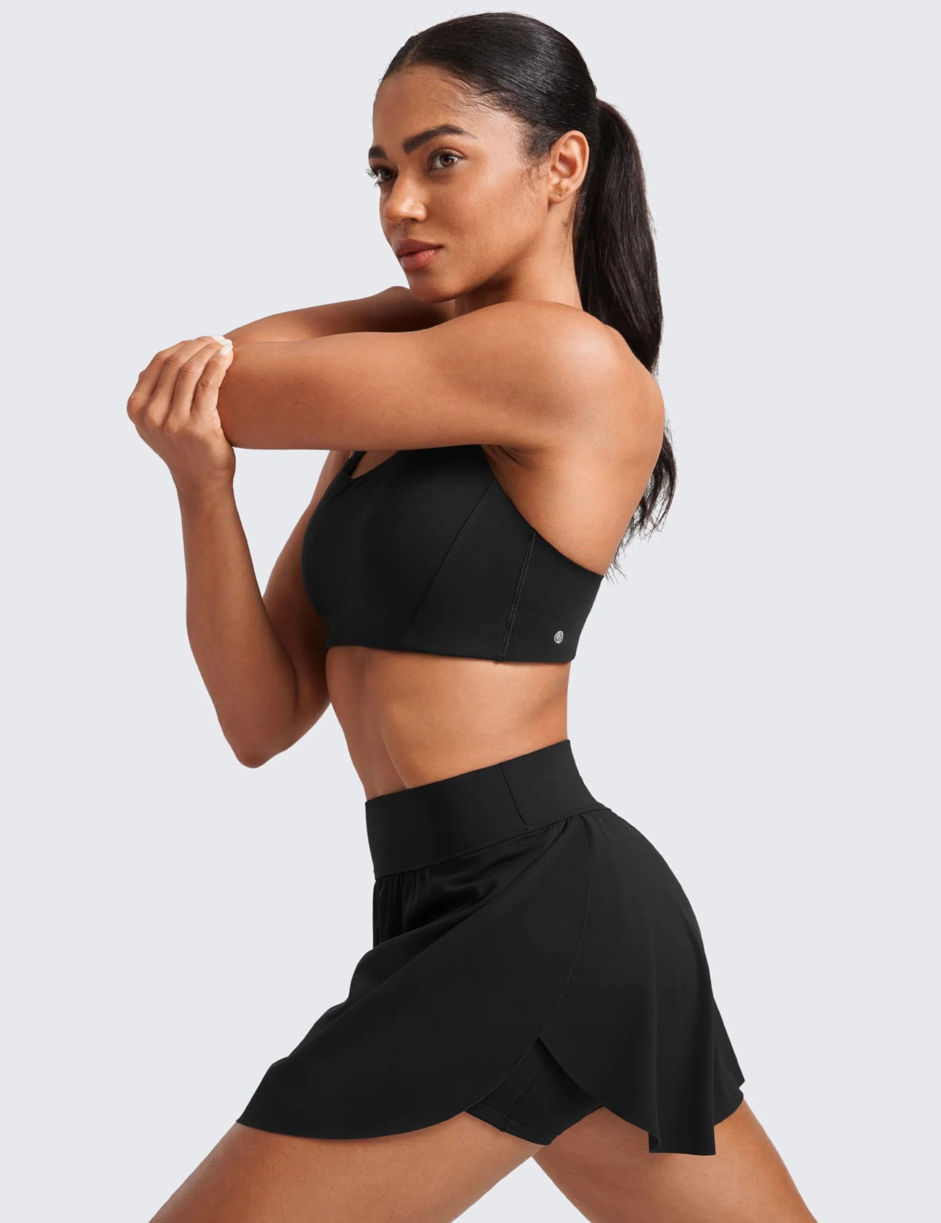 CRZ YOGA Faldas de Tenis para Mujer Falda Pantalón de Cintura Alta con Abertura Lateral y Bolsillos