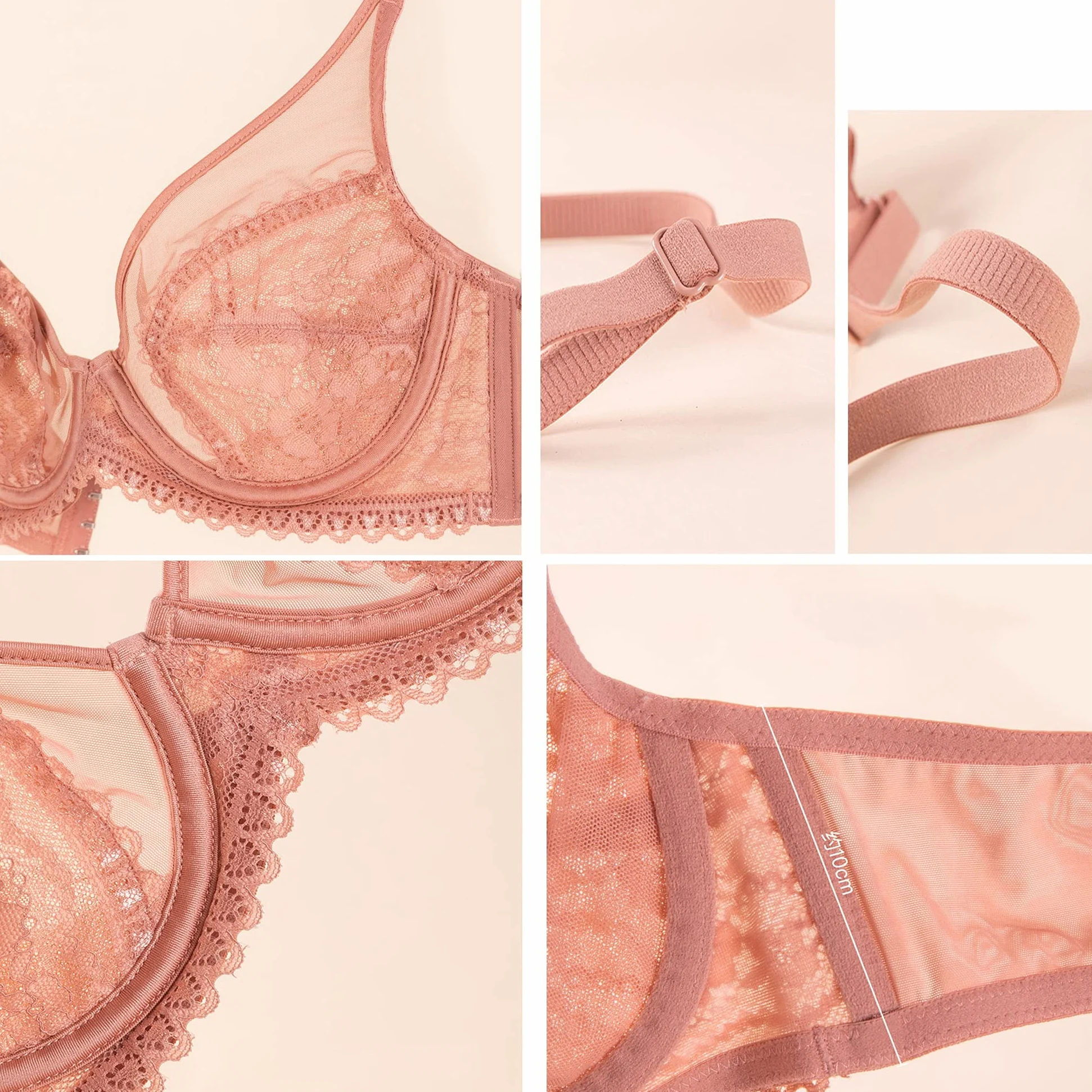 Conjunto de sujetador y bragas de encaje para mujer, sujetador de encaje con triángulo, sujetador sexy con cuello en V para uso diario (color rosa, tamaño: 85B)