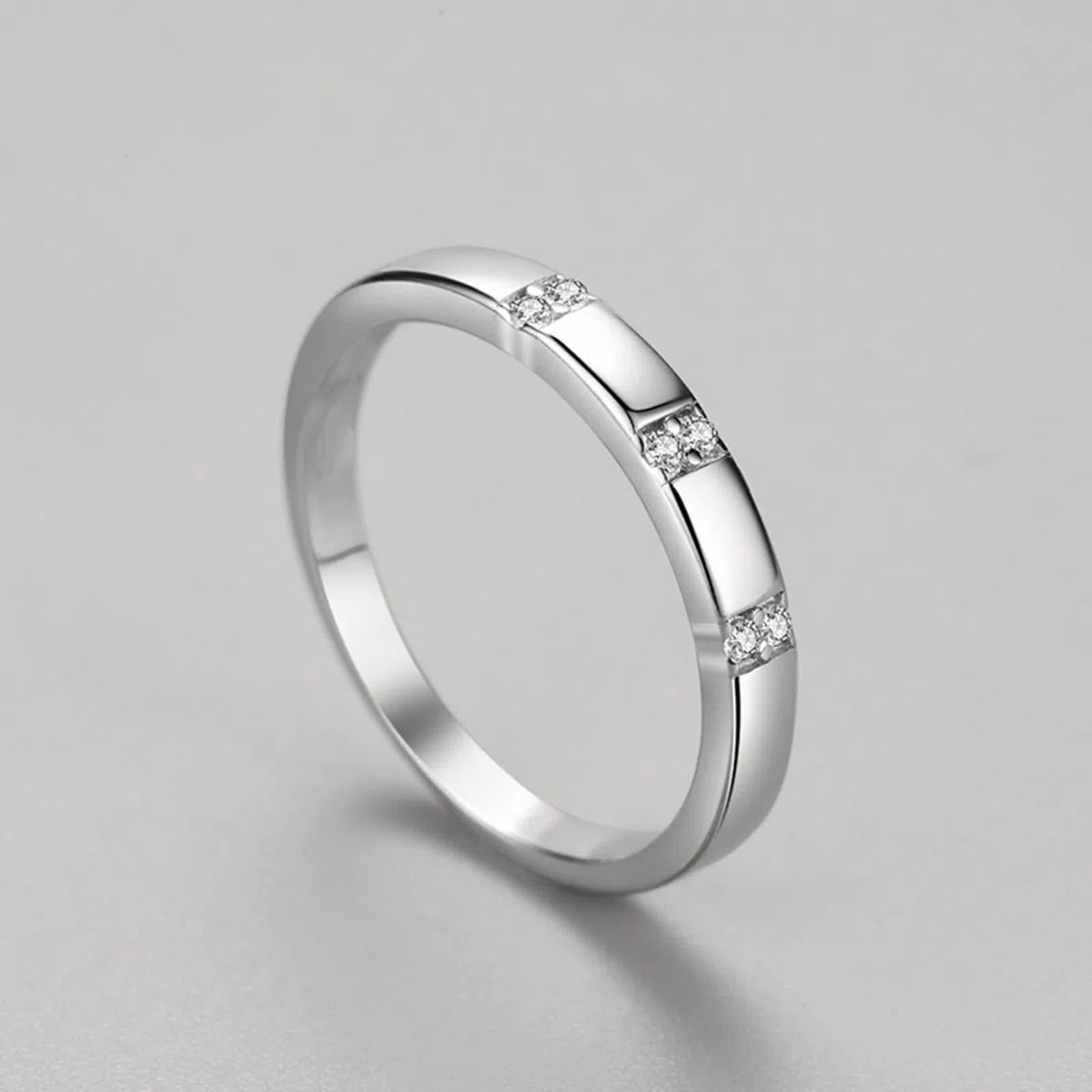 Unisize - Anillo de compromiso cuadrado de plata con diamante de corte redondo y platino 950, talla 63 (20,1)