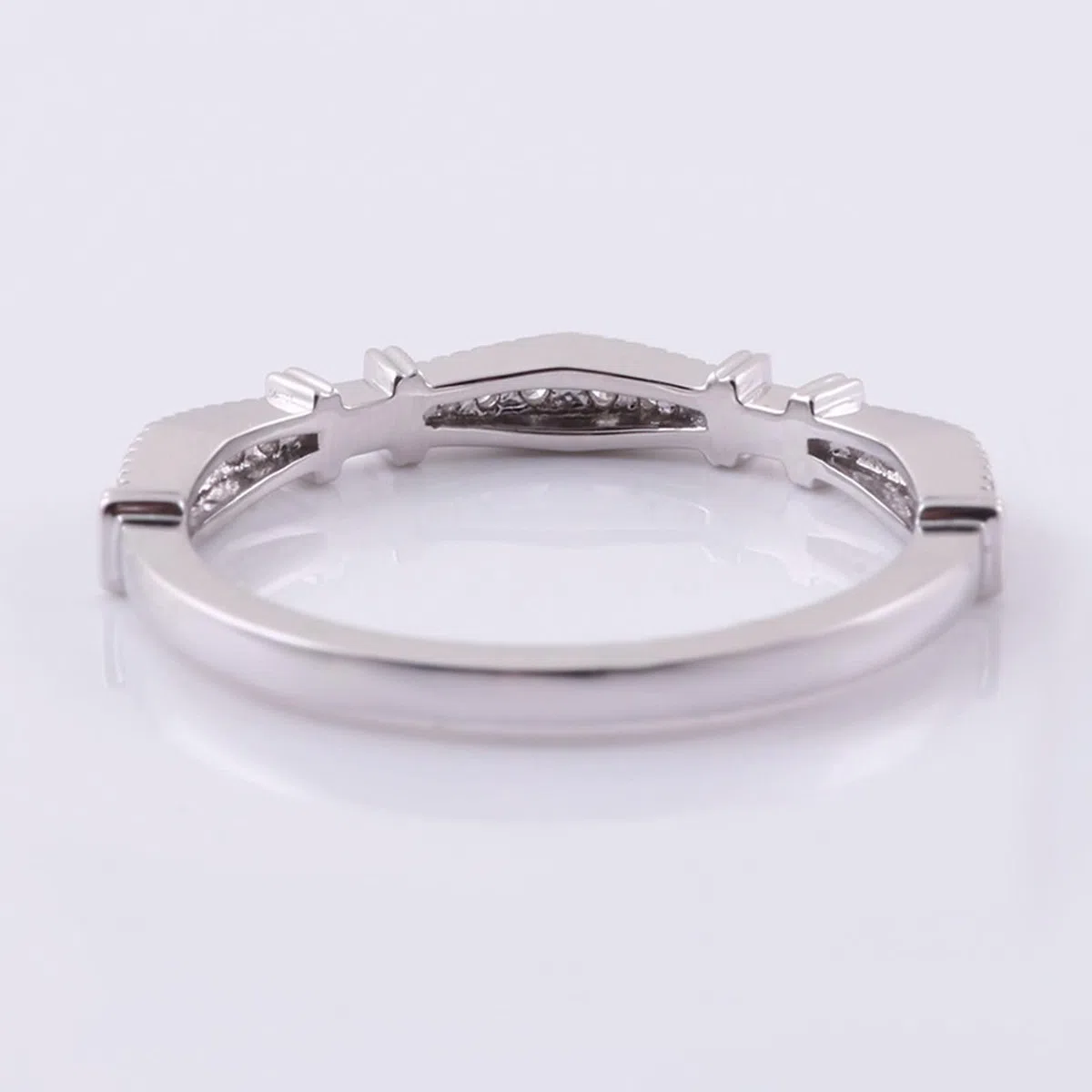 Anillos de mejor amiga, anillos de novia redondos con moissanita de oro blanco de 9 quilates para mujer