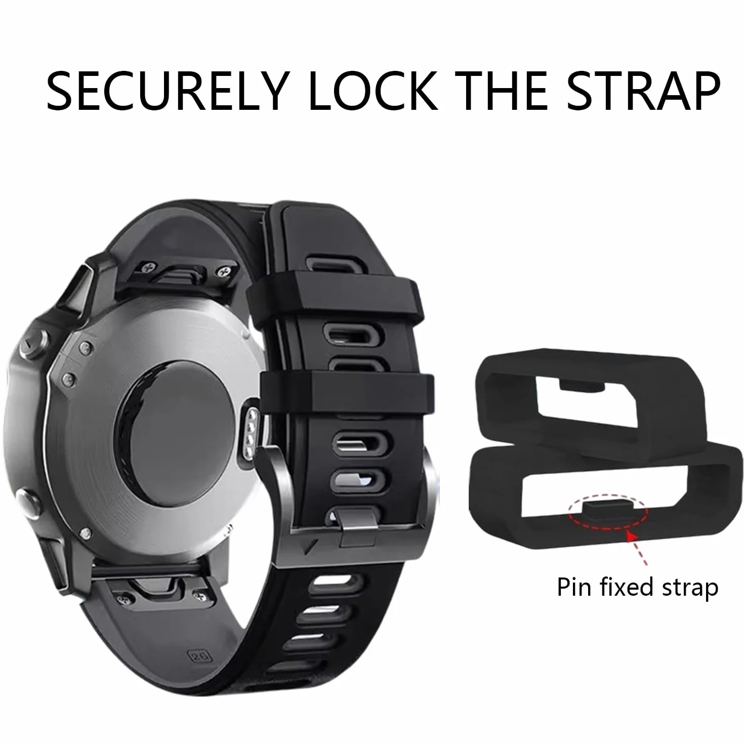 8 pcs 22mm Retenedor Correa Reloj Inteligente,reloj silicona Anillos de sujeción de para correas,Retenedor repuesto sujetador,Soporte de silicona（Negro）