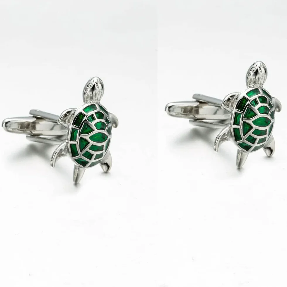 Gemelos de tortuga vintage con diamantes de imitación franceses con caja de regalo para hombres, fiestas, reuniones, bodas, uso diario