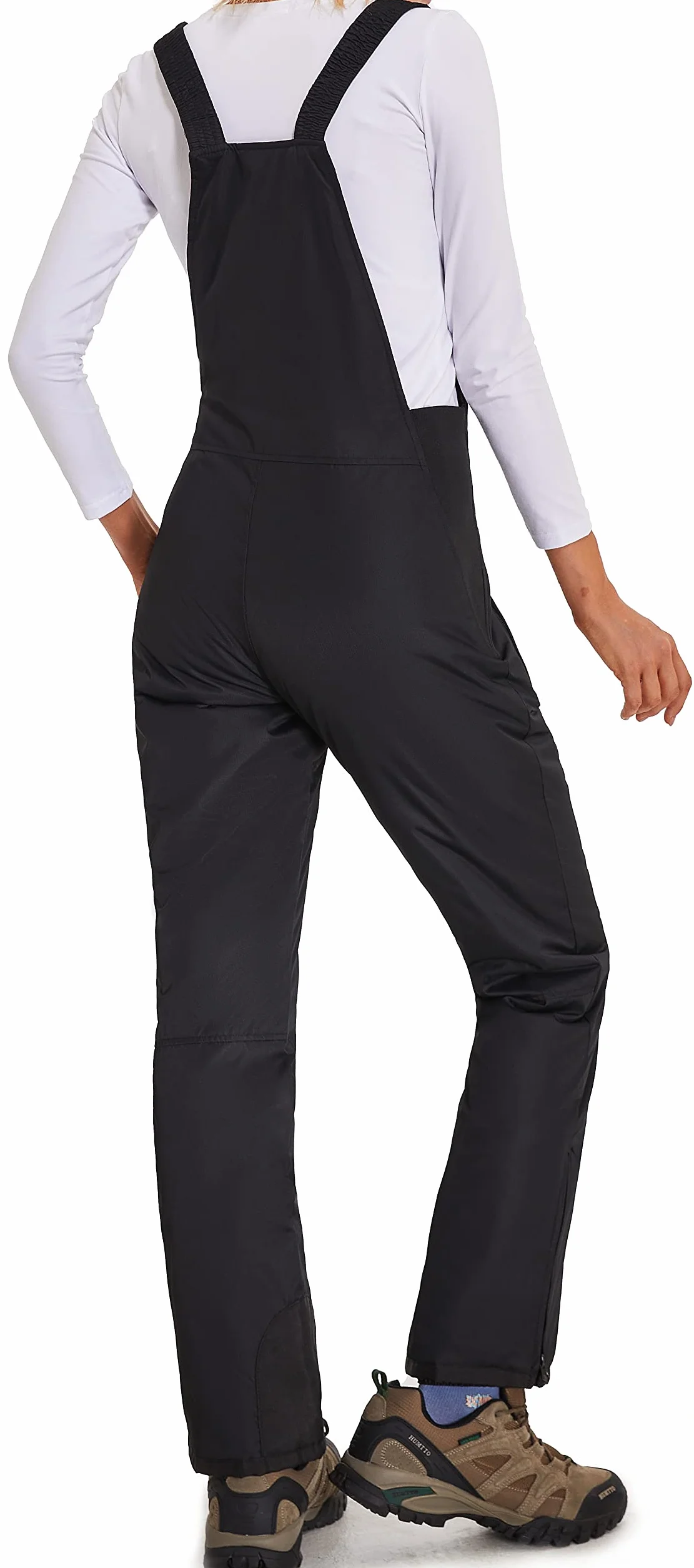 Pantalones Nieve Esquí Mujer Invernal Pantalón Softshell Calor Pantalones de Trabajo Largos Prueba Viento Impermeable Mono Outdoor Pantalón Funcional con Tirantes Ajustables HXK7552W-Black-XS