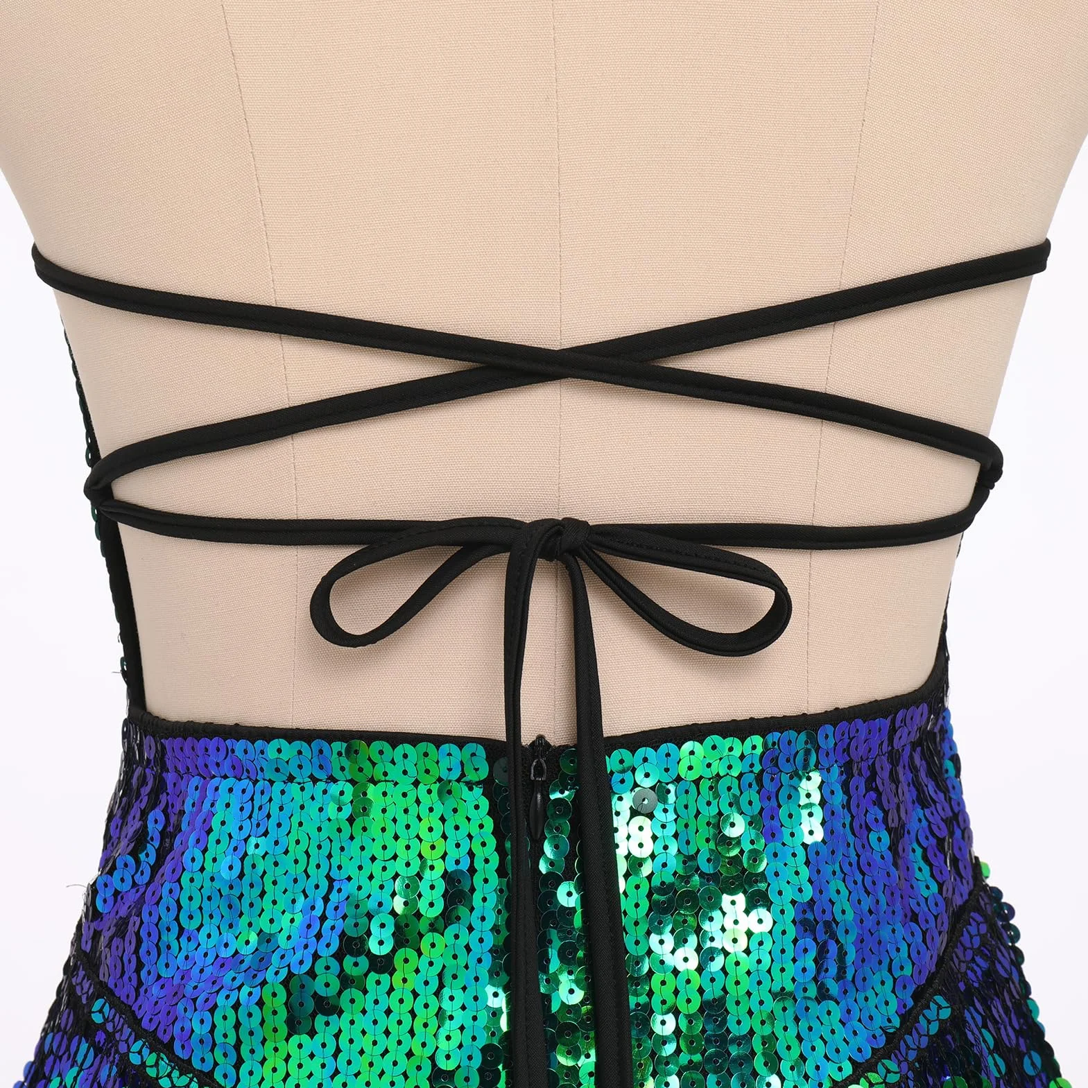IMEKIS Body con Lentejuelas Halter Cuello V Mujer Festival Maillot Brillante