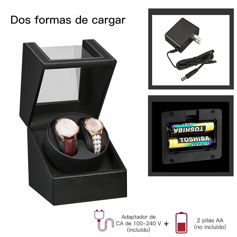 Caja de enrollador de reloj automático de cuero PU con motor silencioso