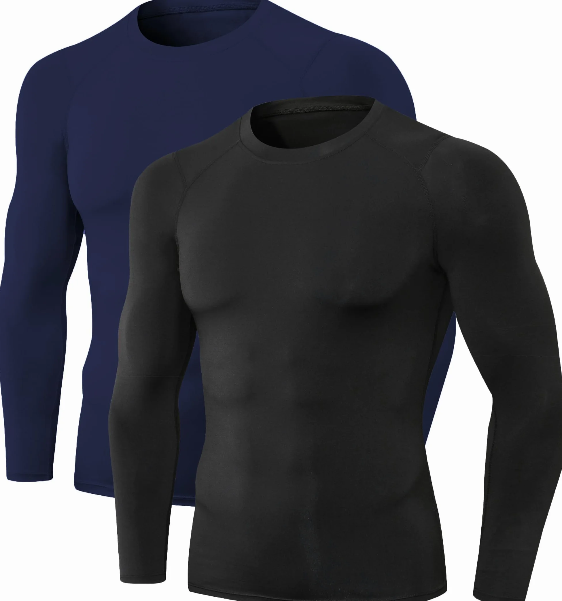 Camisas de compresión de manga larga para hombre, ropa interior deportiva fresca y seca, camiseta de entrenamiento atlético, capa base, para correr, paquete de 1/2 unidades