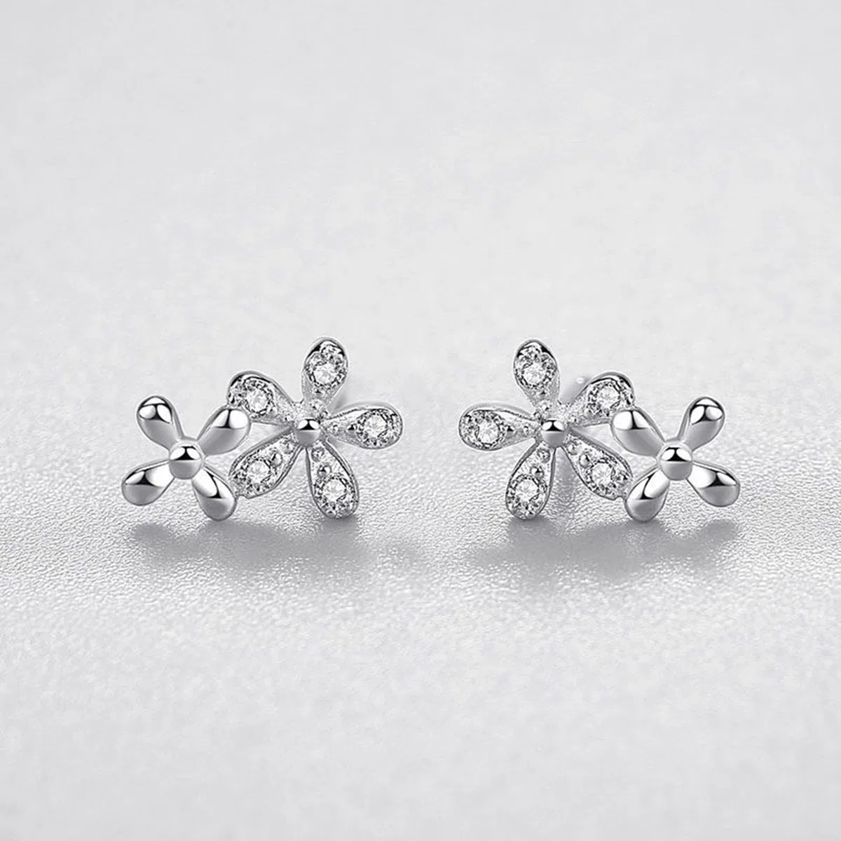 Pendientes de oro blanco de 9 quilates Au375, joyas auténticas con moissanita, flores de oro de 9 quilates