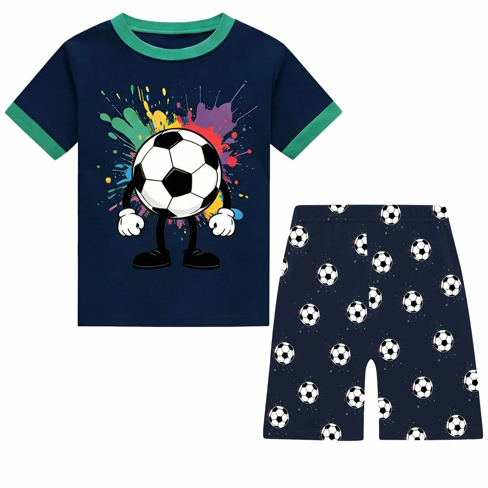 JinBei Pijamas Corto Algodón Infantil 2 Piezas Conjunto Manga Corta para Niños 2-8 Años