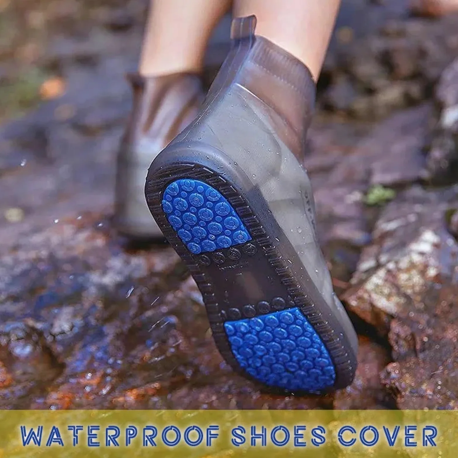Botas de lluvia reutilizables, cubiertas for zapatos contra la, antideslizantes, silicona, resistentes al agua, for días lluviosos, 3 pares para Protección