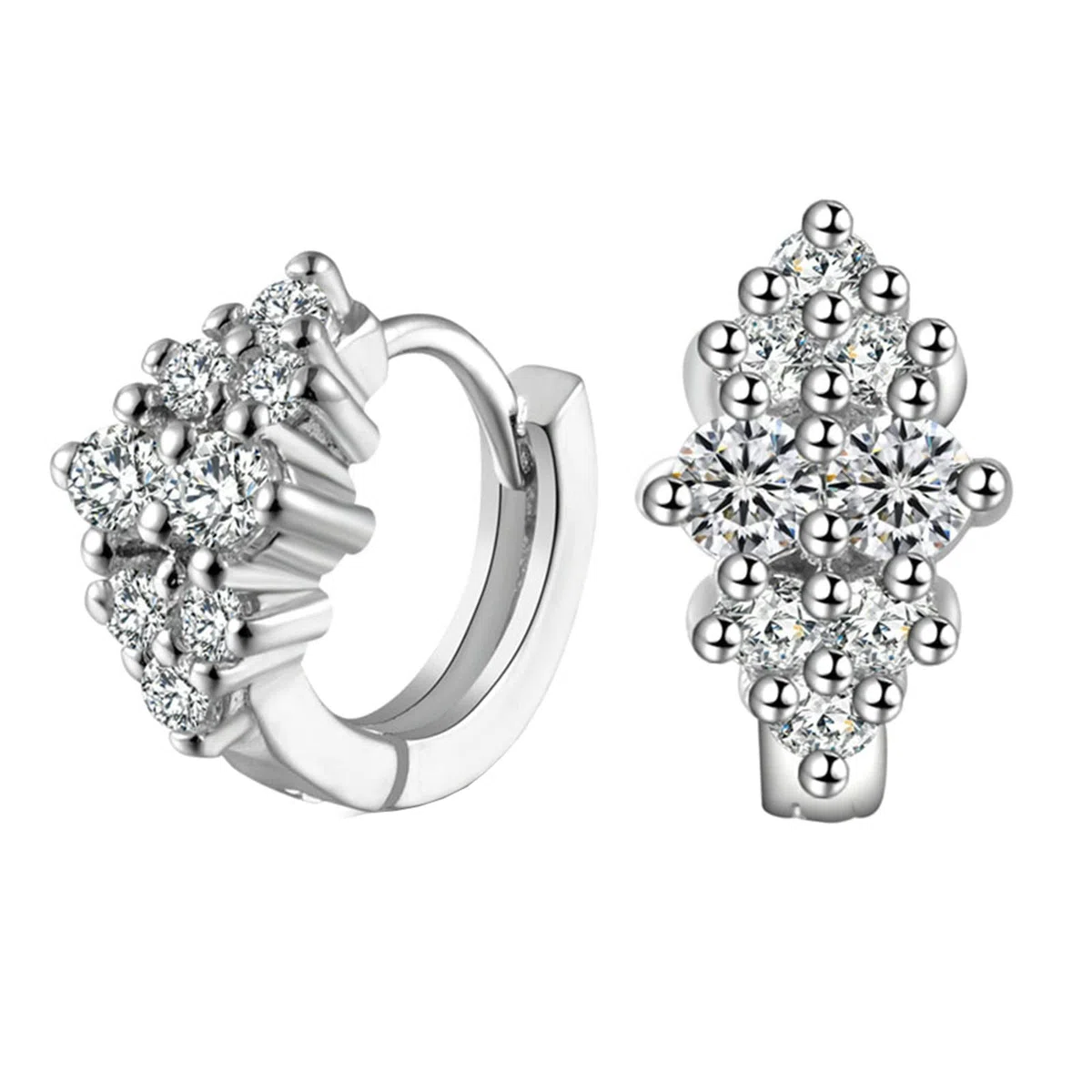 Pendientes de oro blanco de 18 quilates para mujer, elegantes aretes de aro de moissanita de plata para mujer