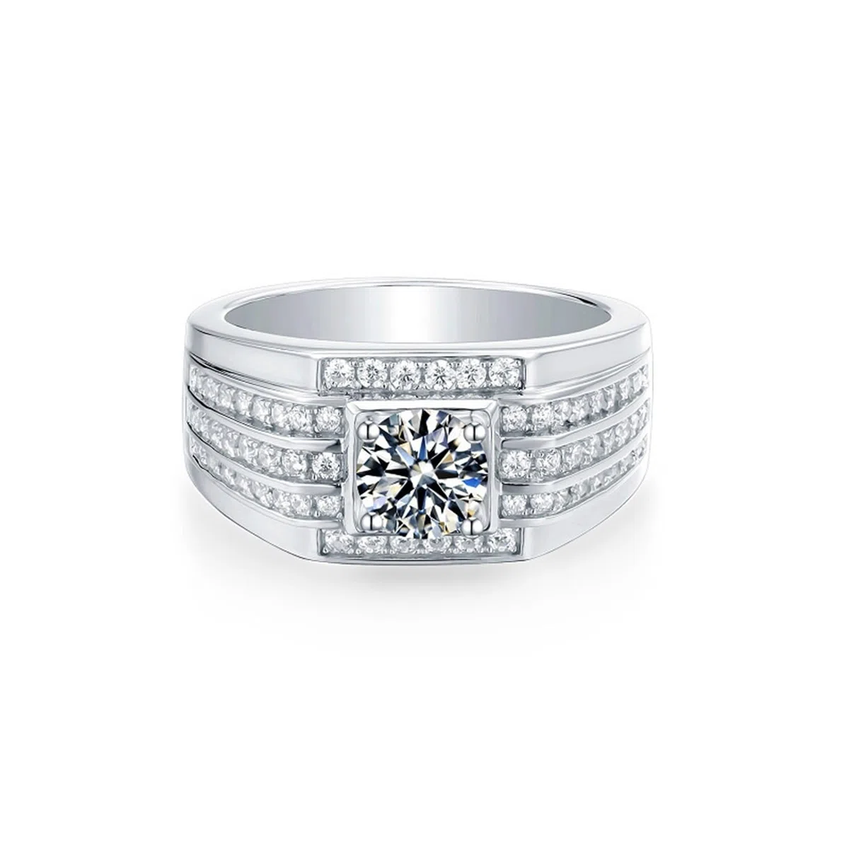 Wycian Anillo de compromiso para hombre, plata 925, moissanita, 1 ct, talla redonda, color blanco, apto para Año Nuevo, sin níquel
