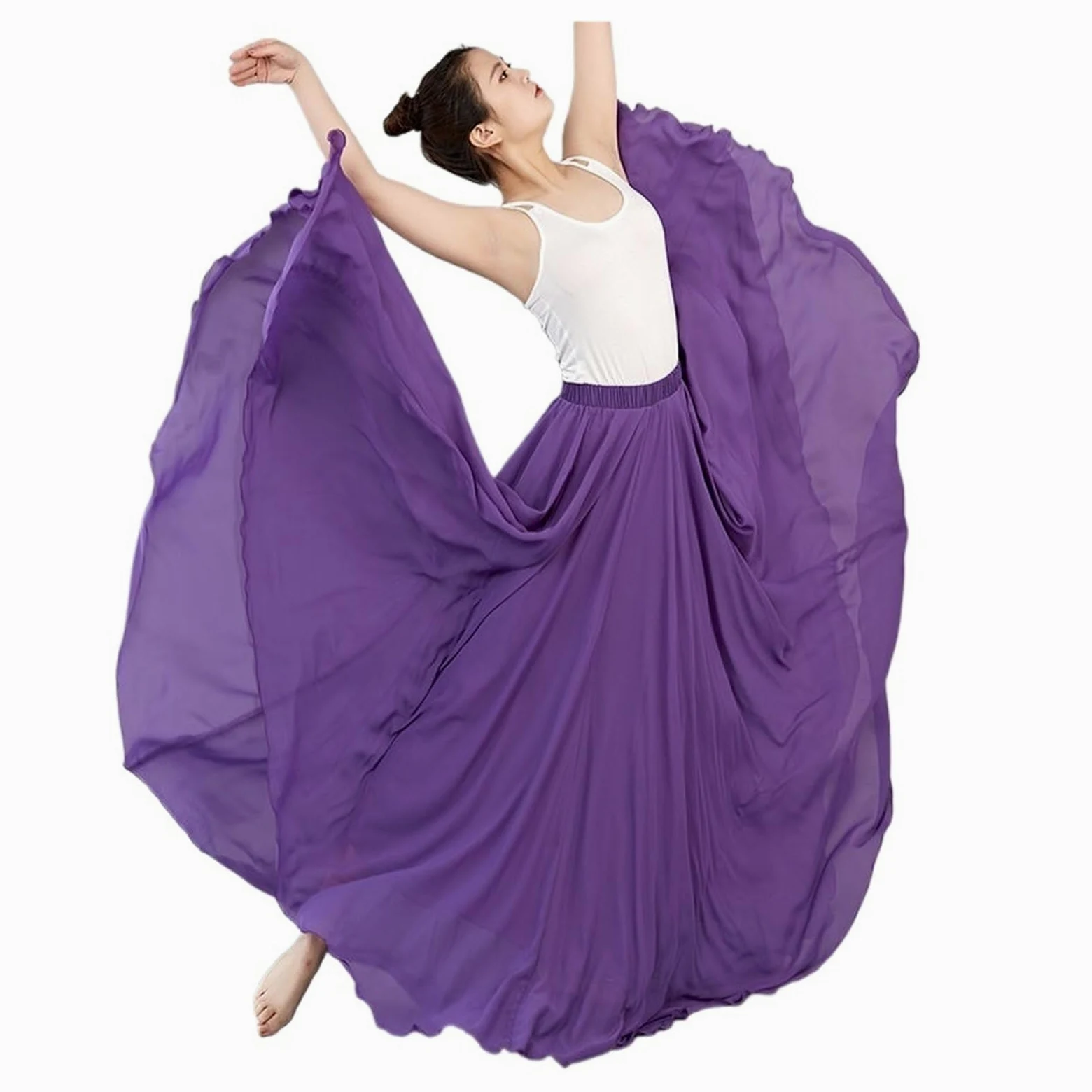 Falda De Gasa 360/540/720 Grados For Ballet, Danza Del Vientre, Faldas Largas For Mujer, Ropa Práctica For Bailarinas, Baile Surtida