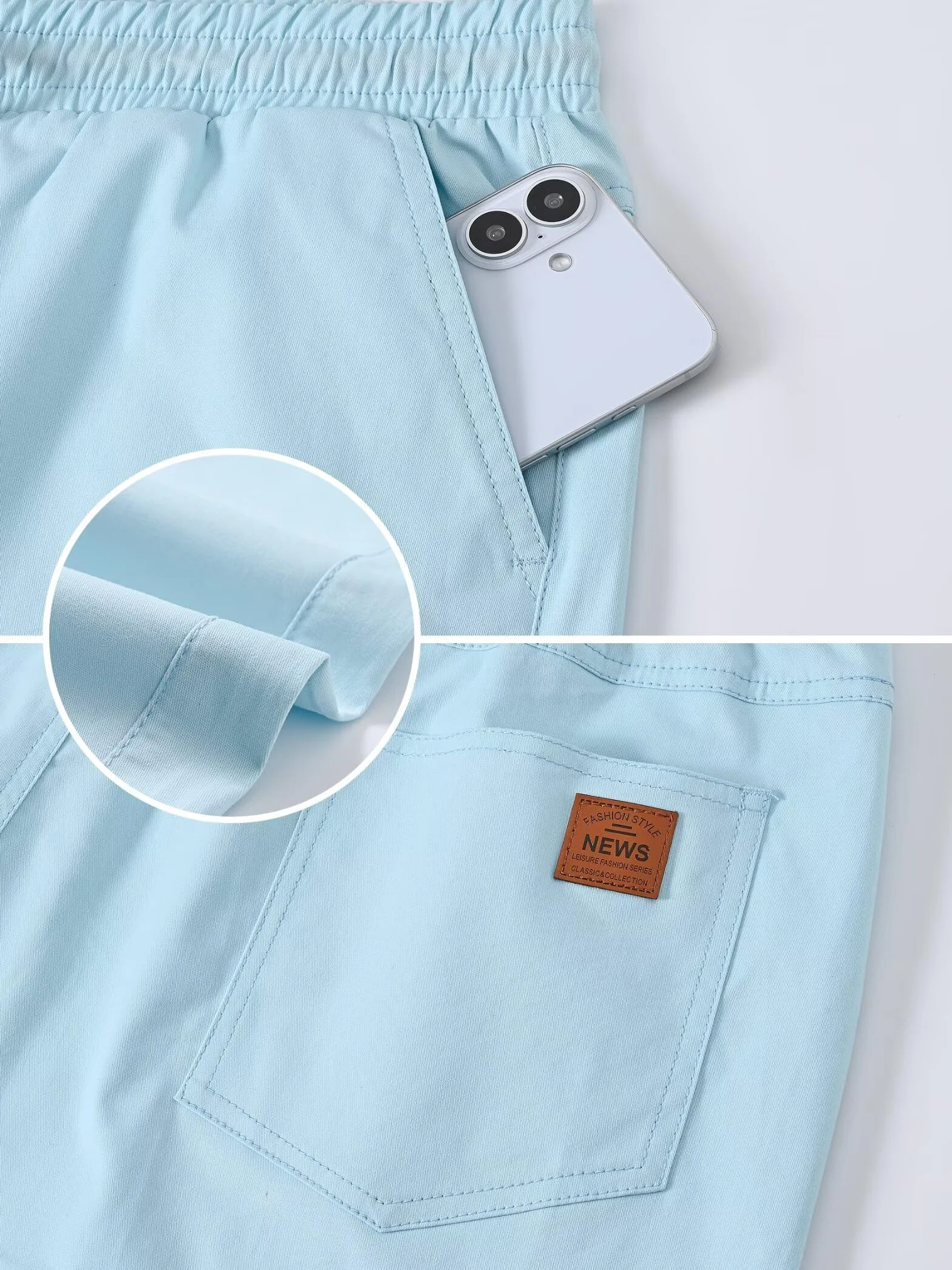 Pantalones Cortos Hombre Casual Verano Chino Shorts con Bolsillos