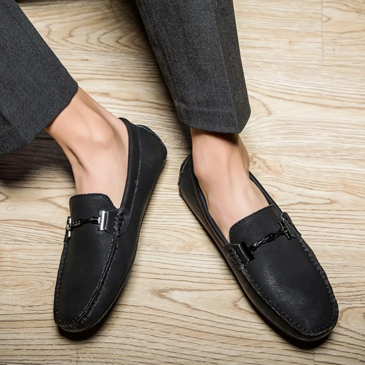 Mocasines para Hombre de Cuero Moda Slip-on Shoes Driver Shoes Casual Flat Shoes 38-49 EU