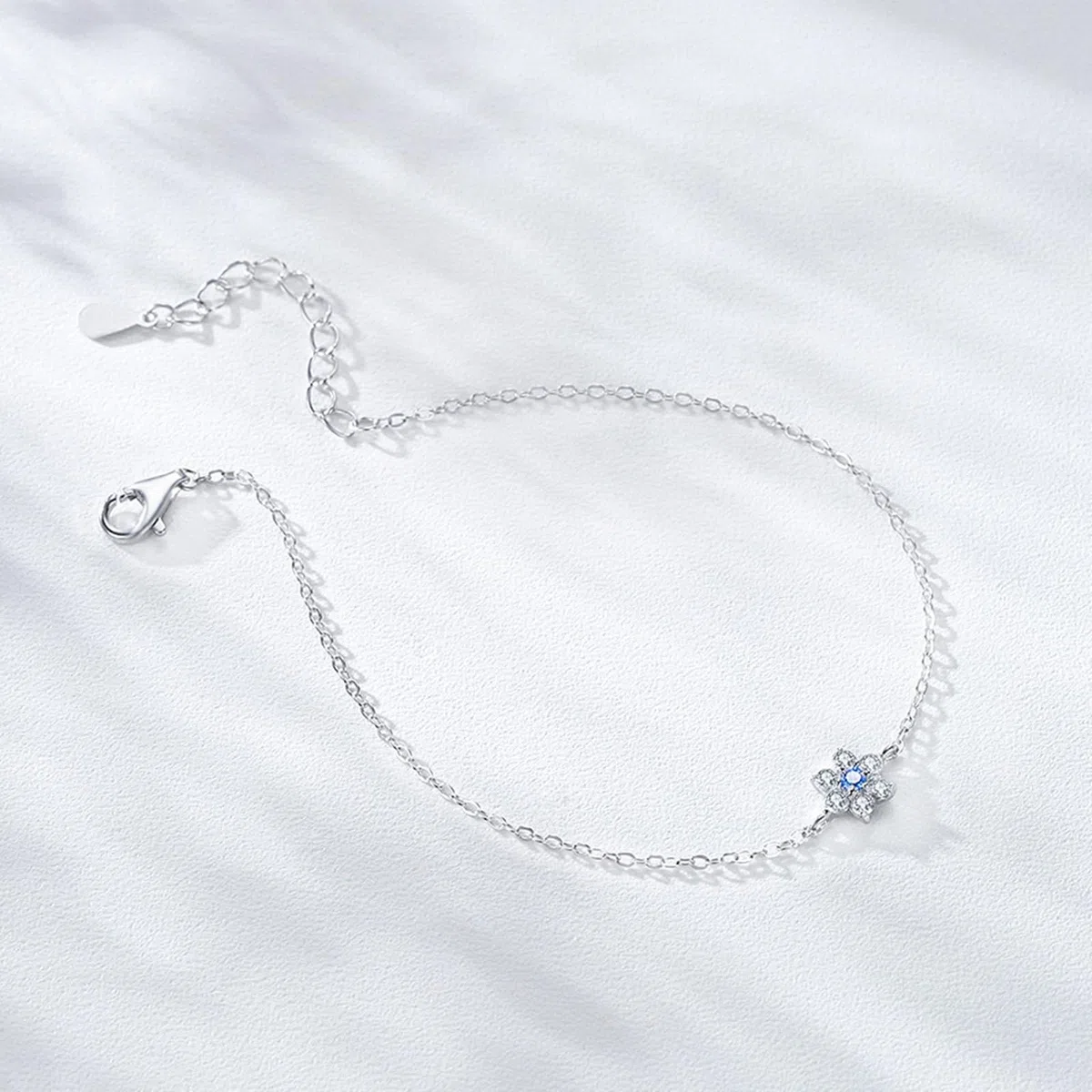 Pulsera de moda de flores para mujer con aguamarina y diamantes de laboratorio, pulsera de flores para mujer,