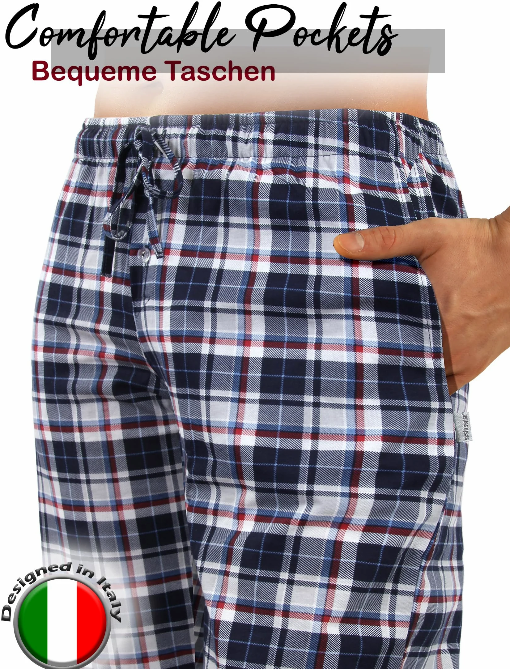 Sesto Senso Pijama Hombre Algodon Conjunto Ropa De Dormir Clásico 2 Piezas Camisa Manga Larga Pantalones Largos Invierno